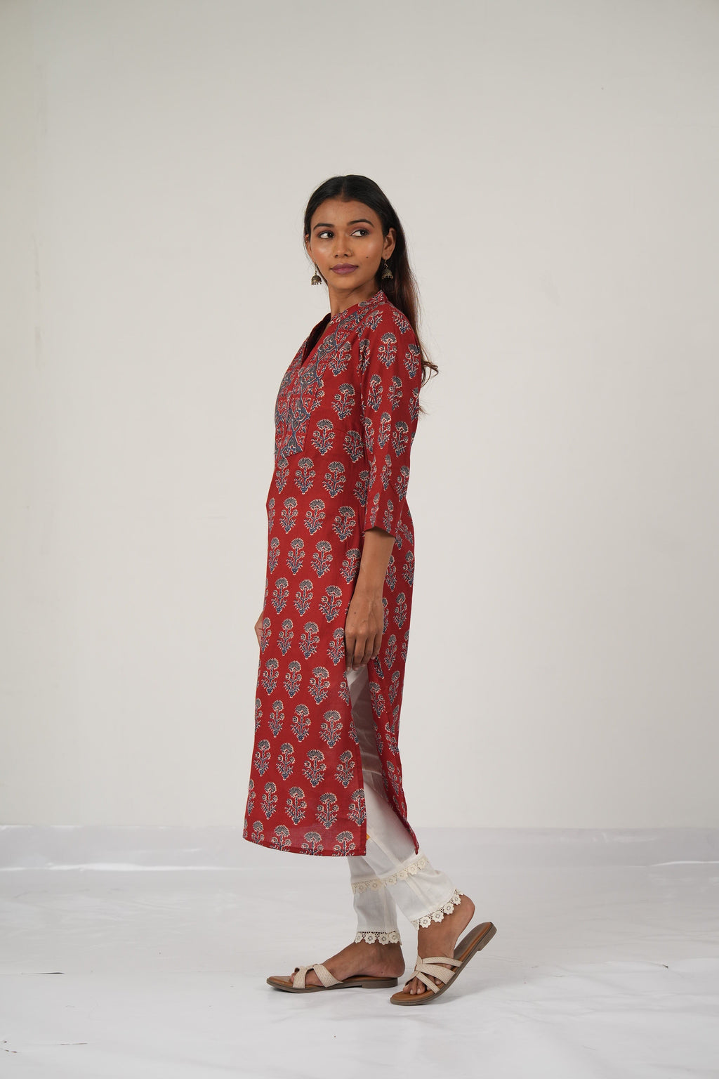 Vedic top wear handwork kurta (Red).