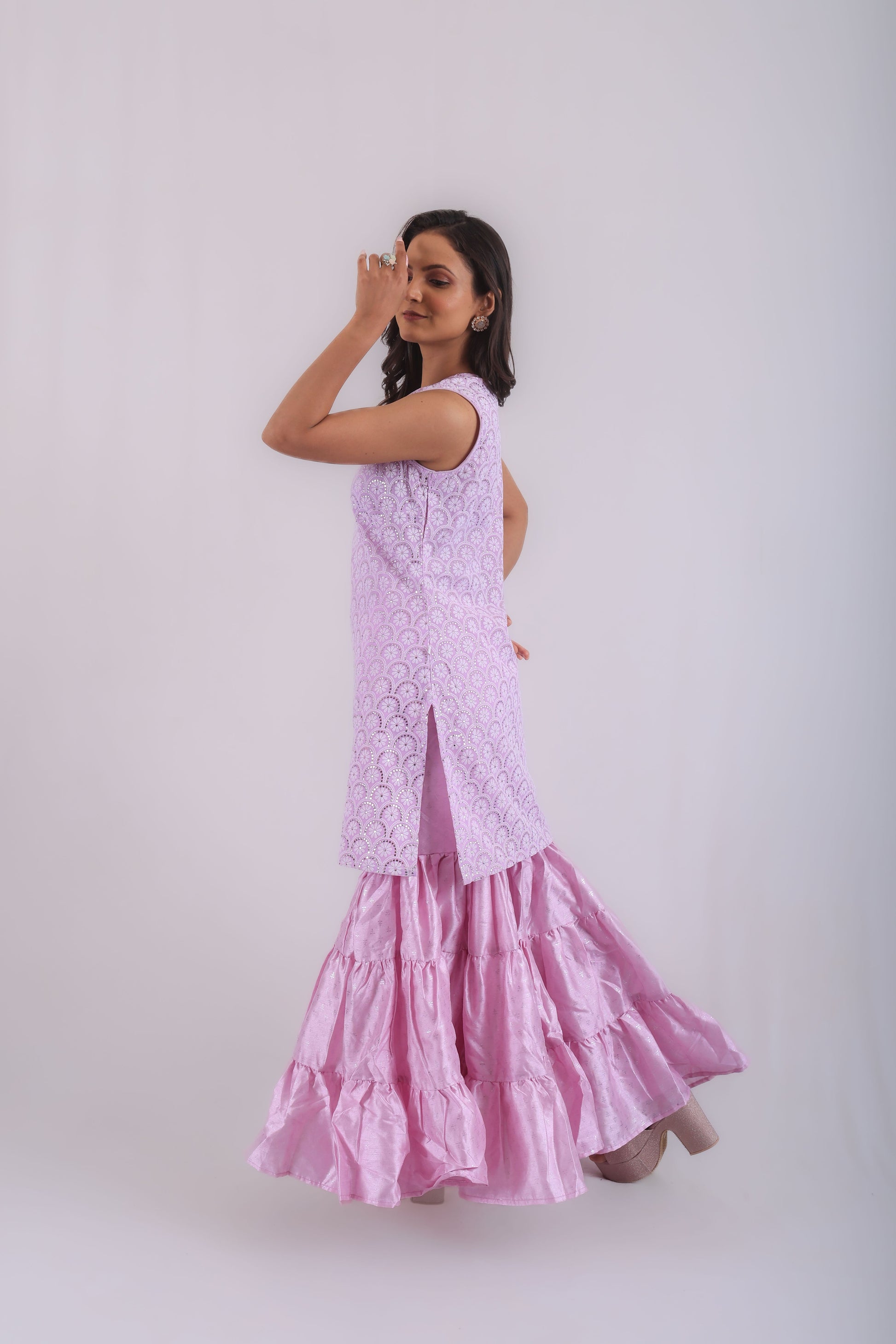 Vedic premium sharara kurta set(Lavender).