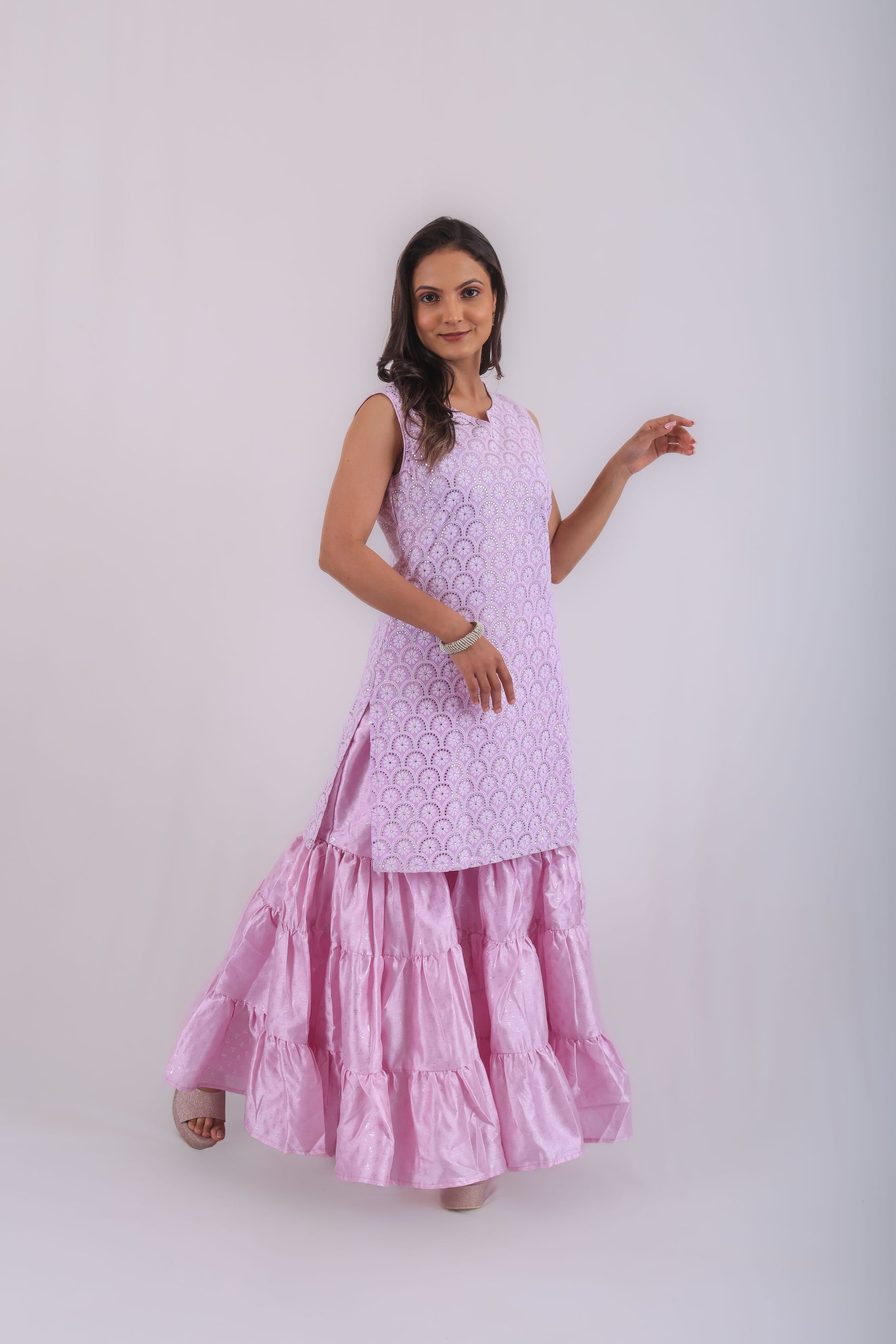 Vedic premium sharara kurta set(Lavender).