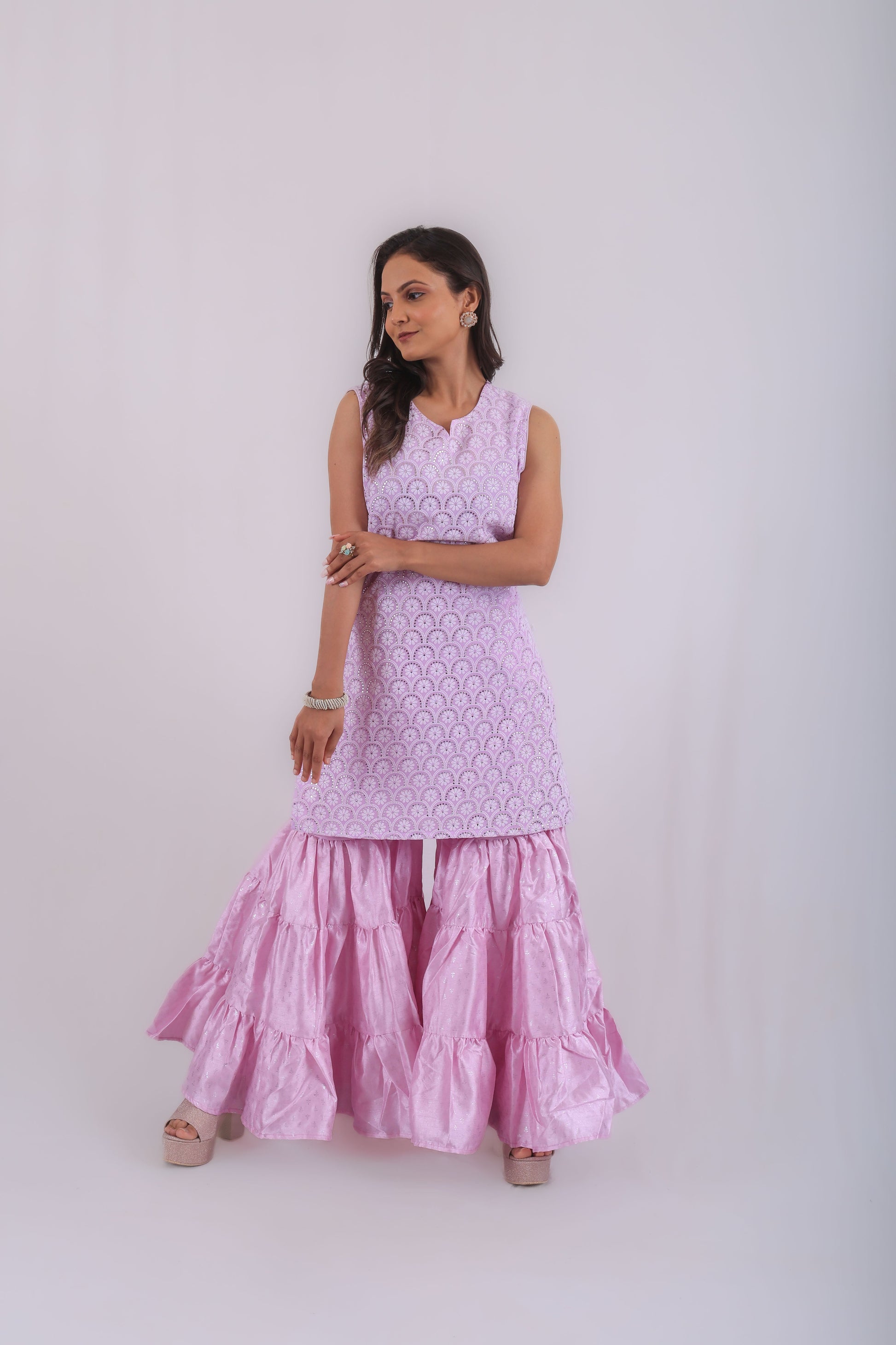 Vedic premium sharara kurta set(Lavender).