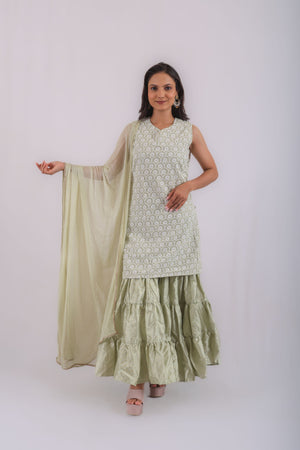 Vedic premium sharara kurta set(Sea Green).