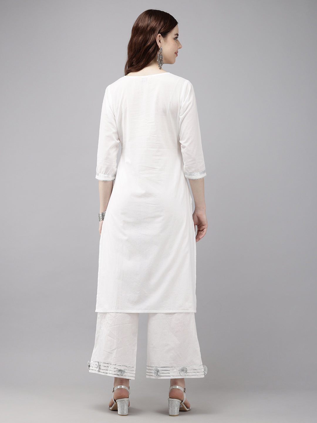 Vedic Women Embellished Laced Straight Kurta And Plazzo