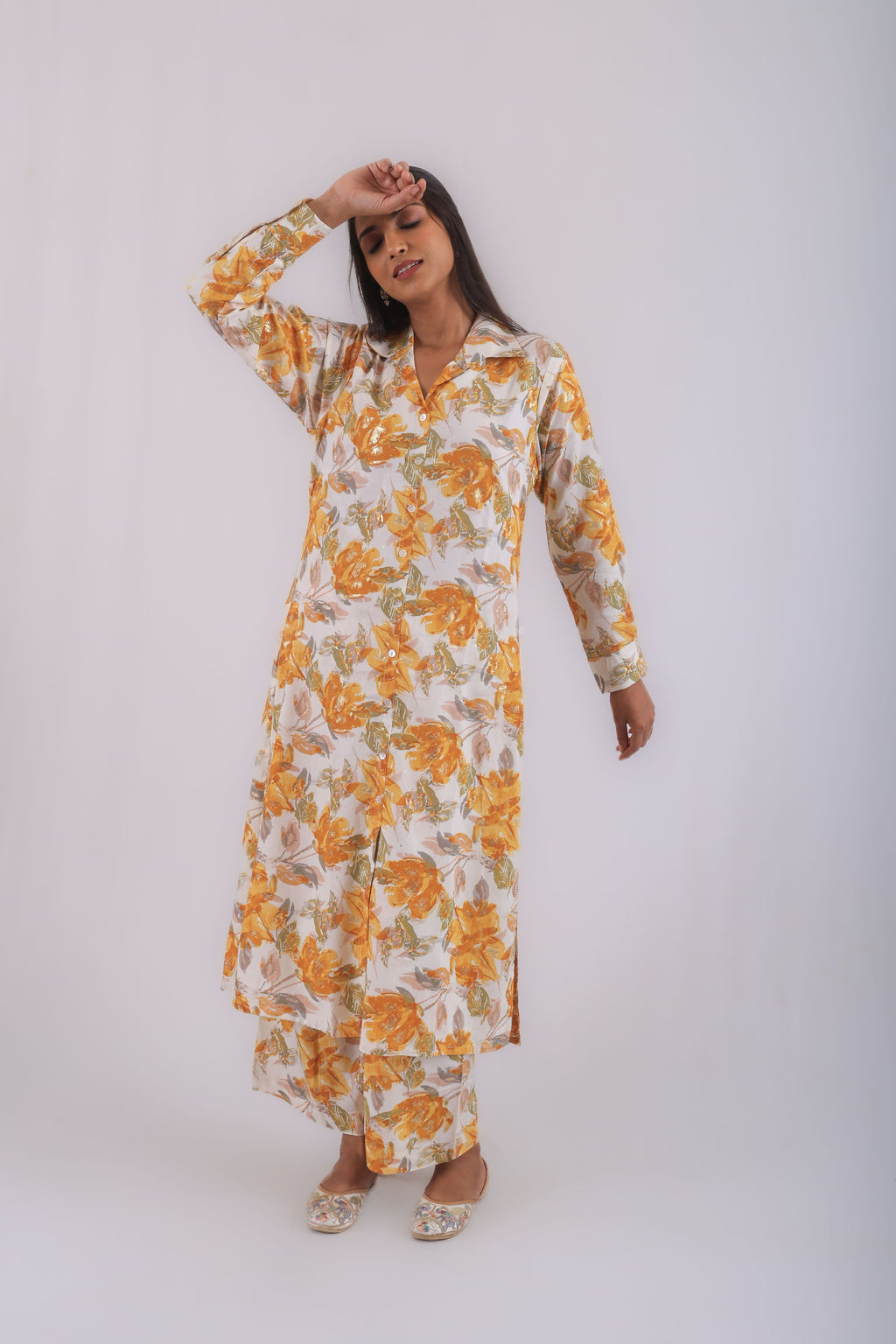 Vedic premium 2pcs co-oord set(Yellow).