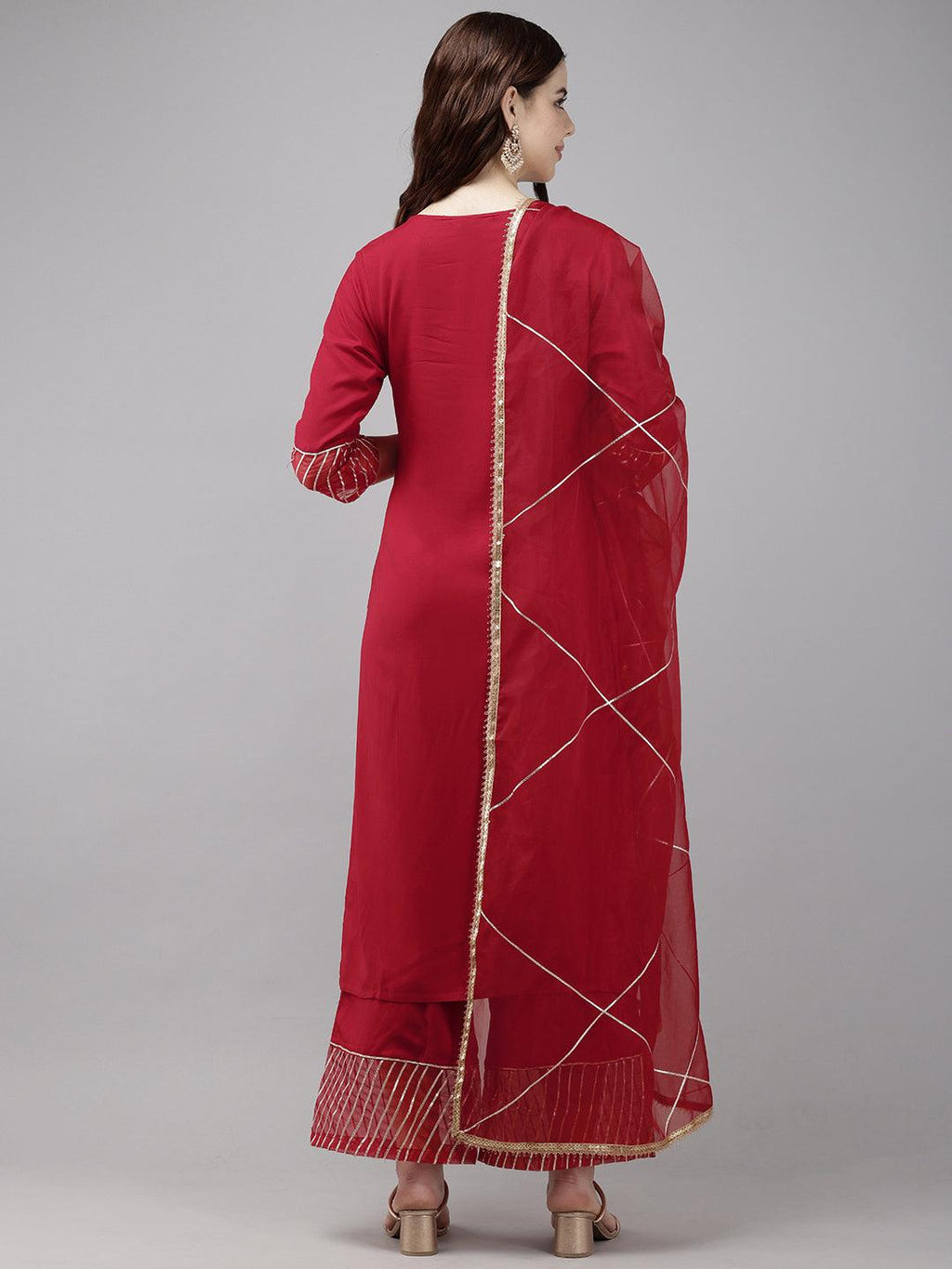 Vedic Women Embroidered Straight Kurta Pant Dupatta - Vedic Apparel Private Limited