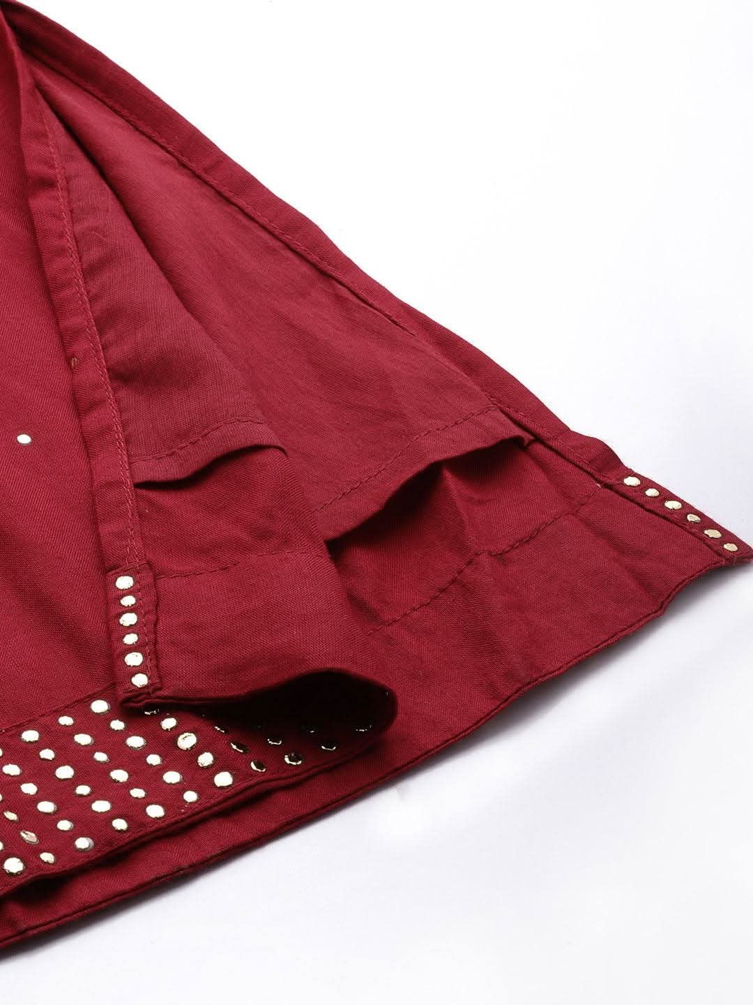 Vedic Maroon Embroidered Jumpsuit for Women - Vedic Apparel Private Limited