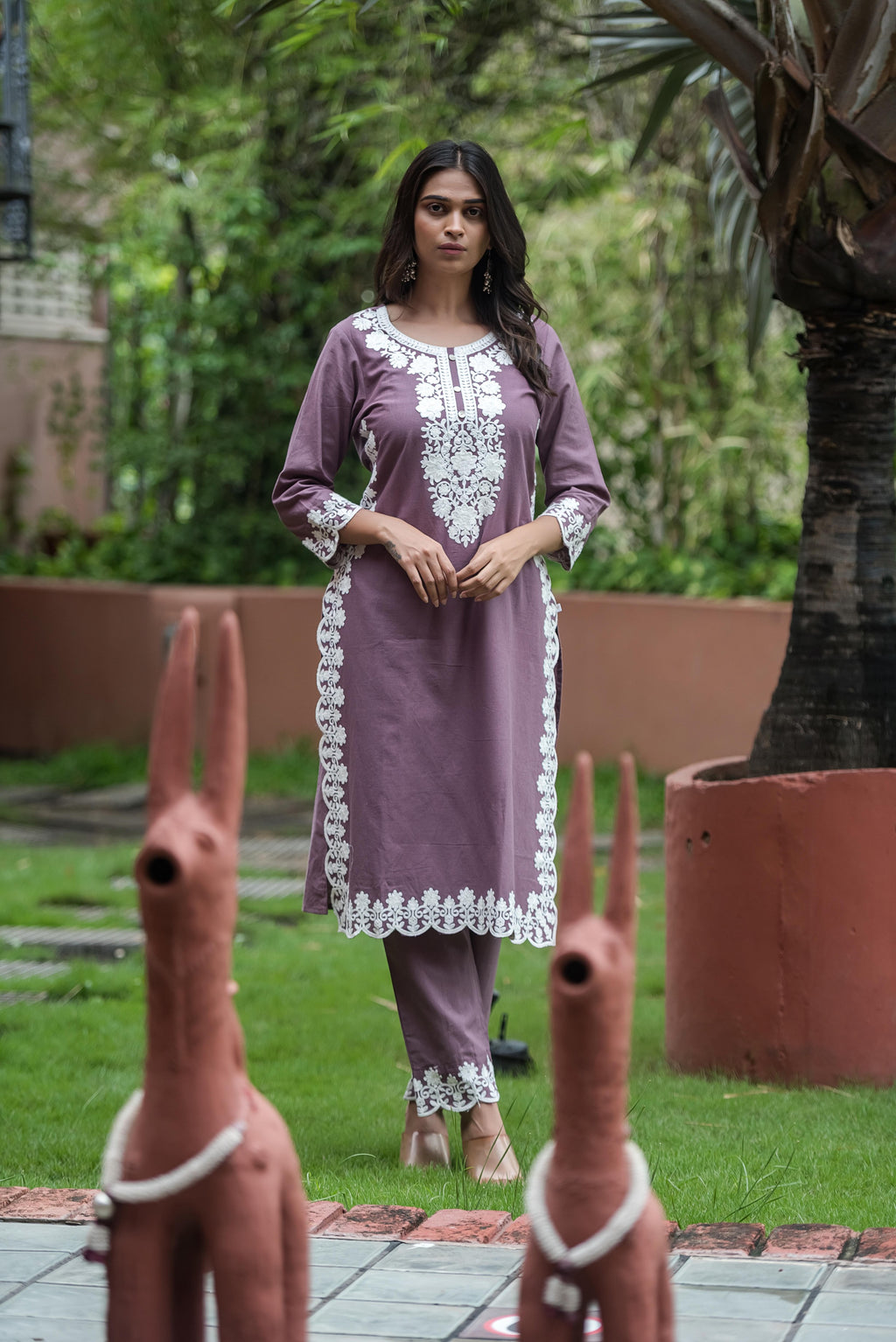 Elegant  embroidered straight kurta set