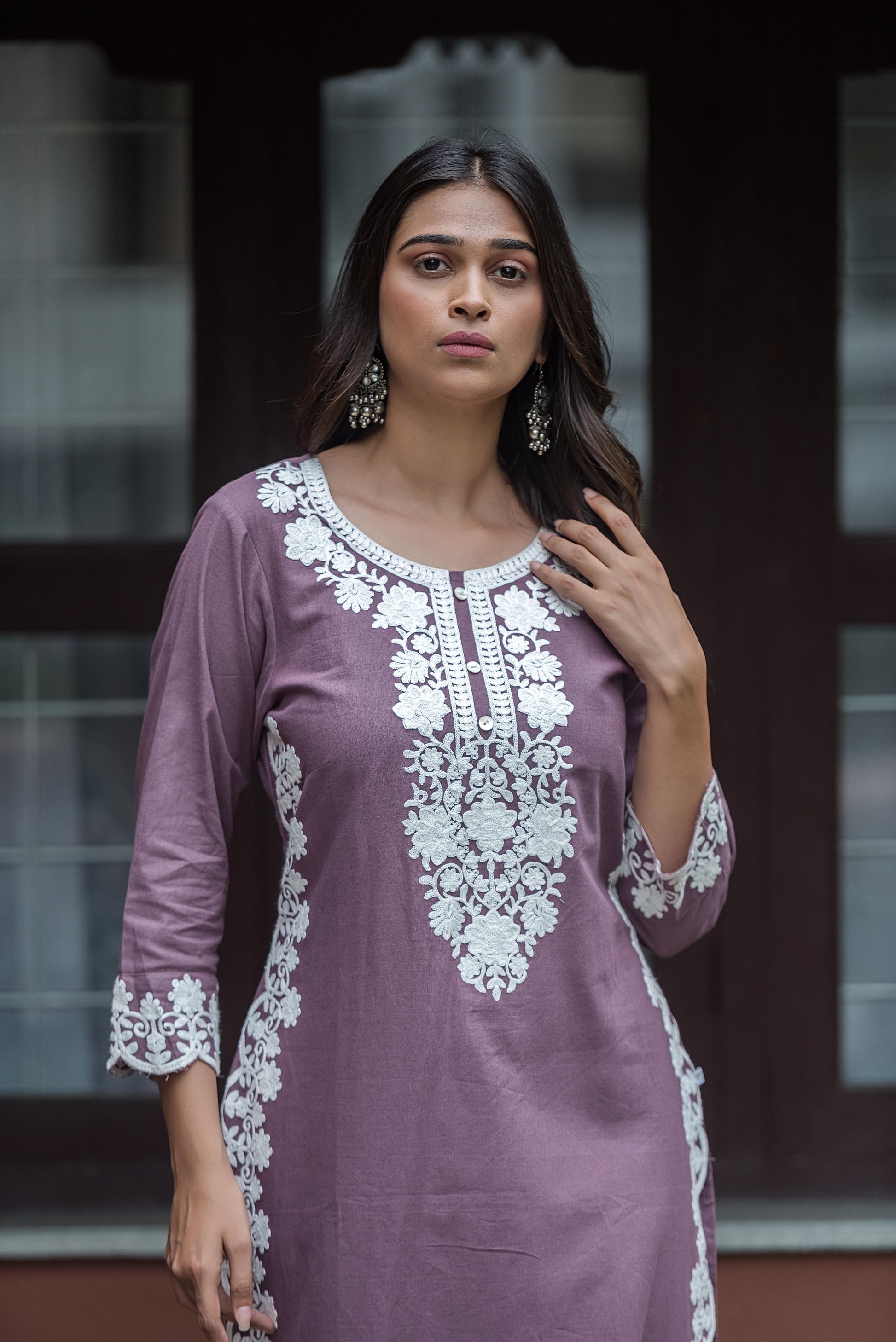 Elegant  embroidered straight kurta set