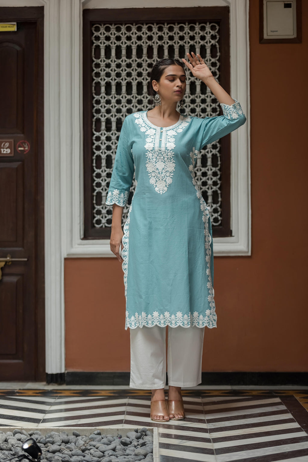 Elegant  Embroidered Straight Kurta