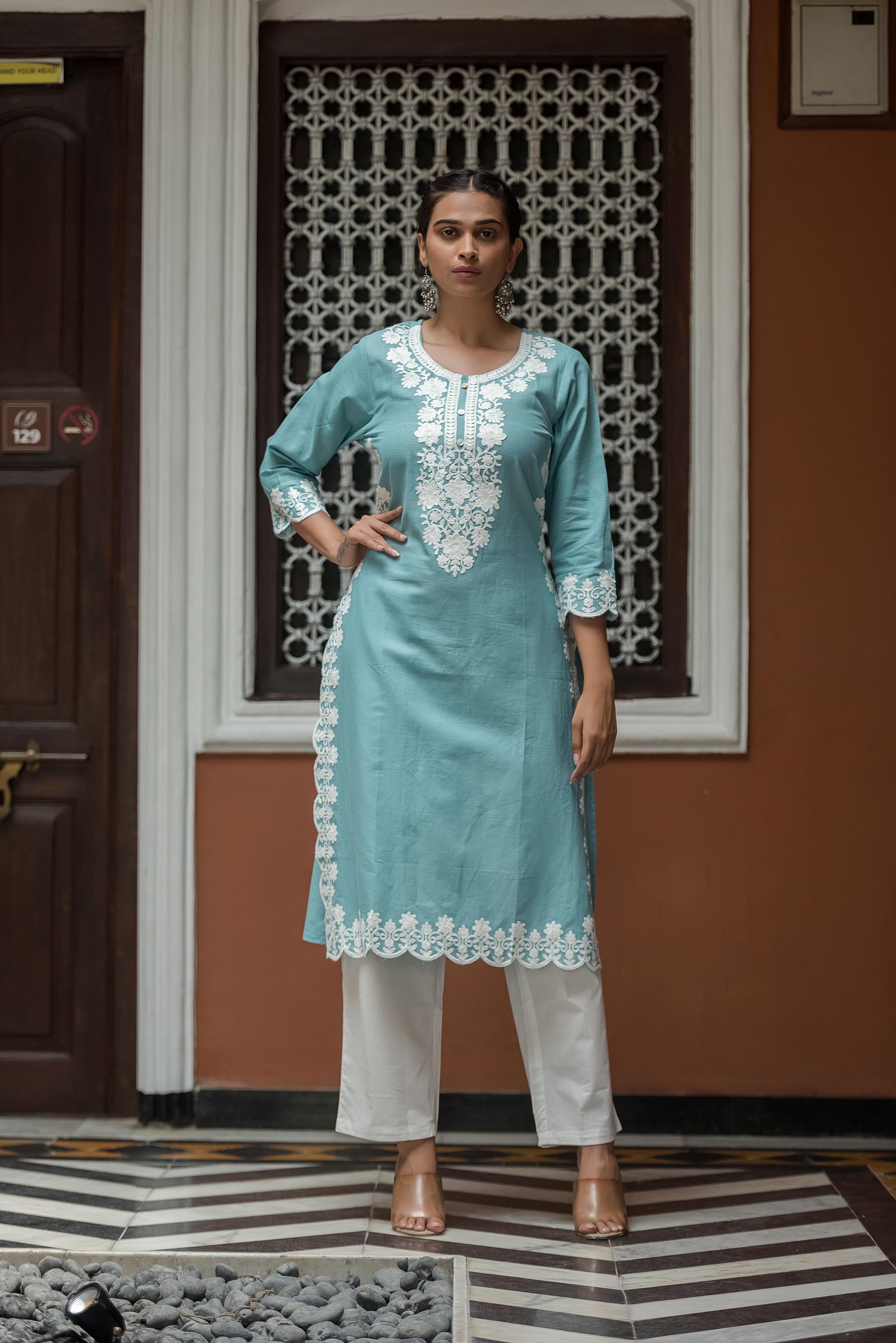 Elegant  Embroidered Straight Kurta