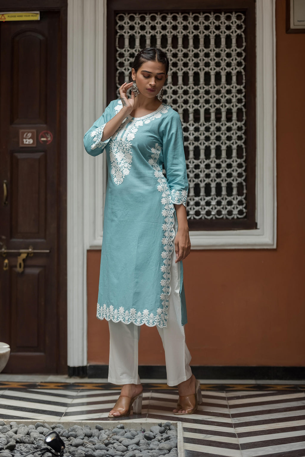 Elegant  Embroidered Straight Kurta