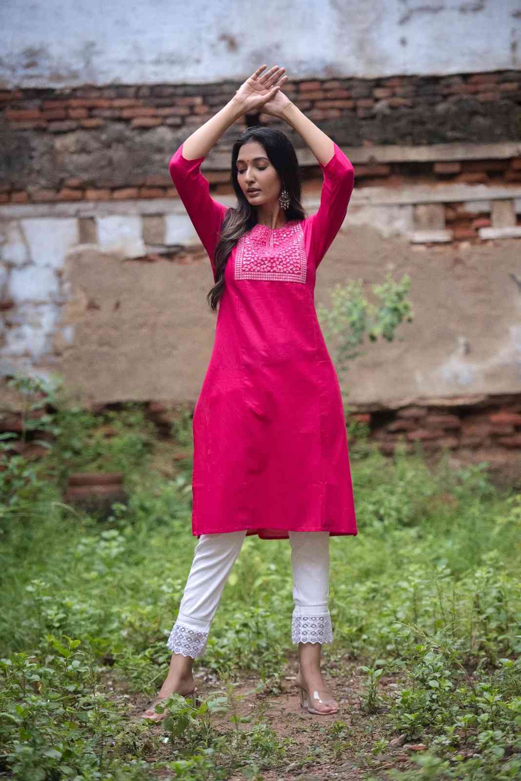 Elegant straight kurta(Pink)