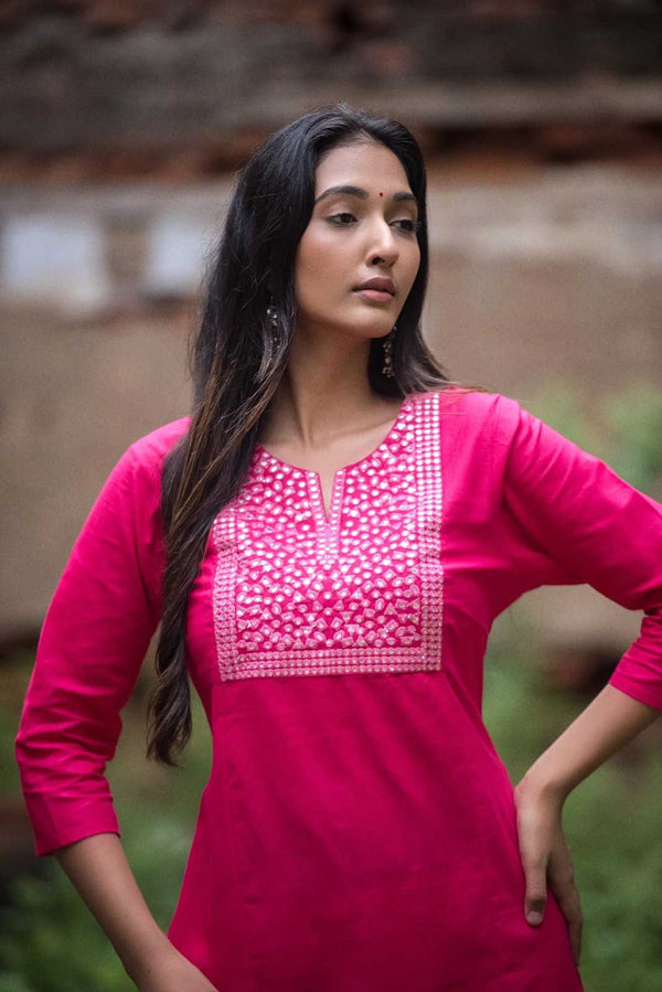 Elegant straight kurta(Pink)