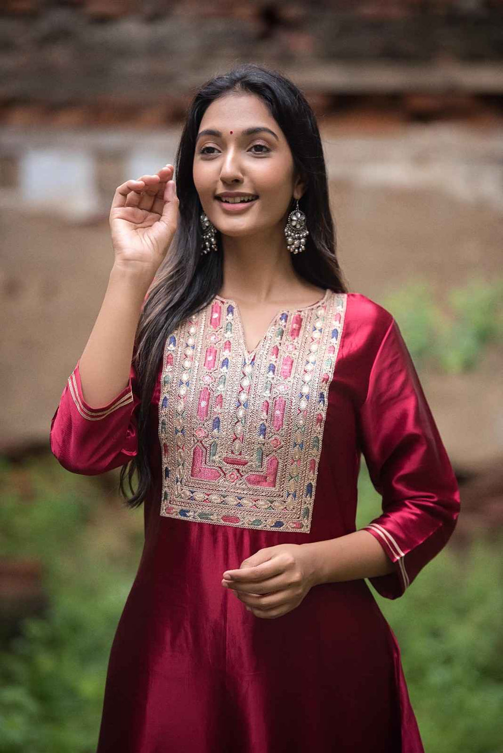 Elegant Crop Top Palazzo Co-ord Set (Maroon)