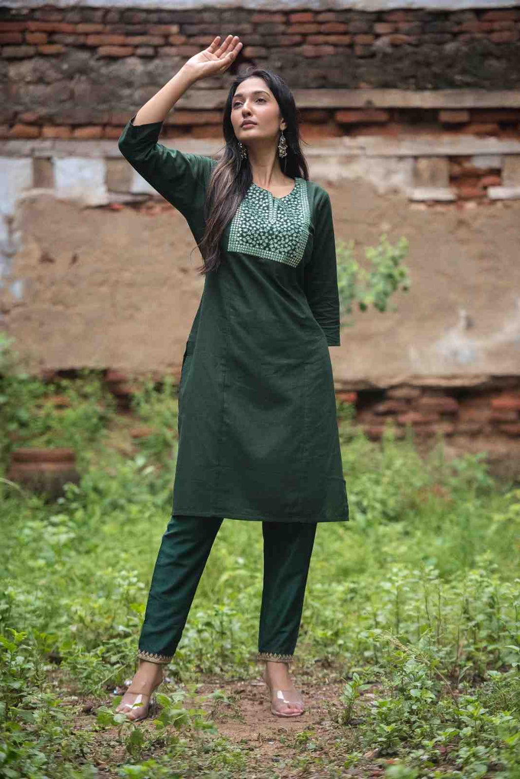 Elegant straight kurta(Green)