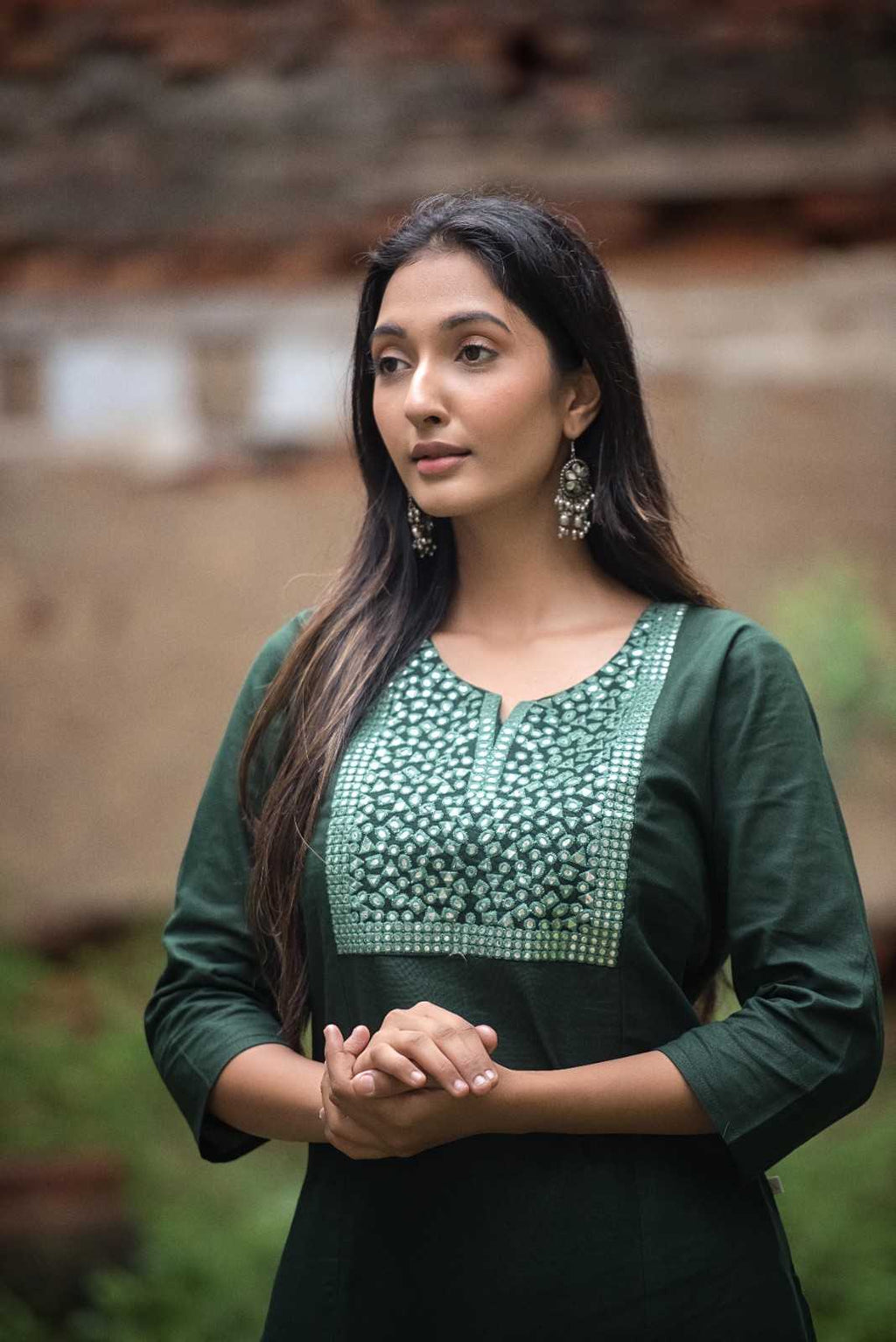 Elegant straight kurta(Green)