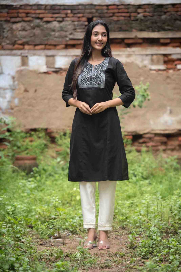 Elegant straight kurta(Black)