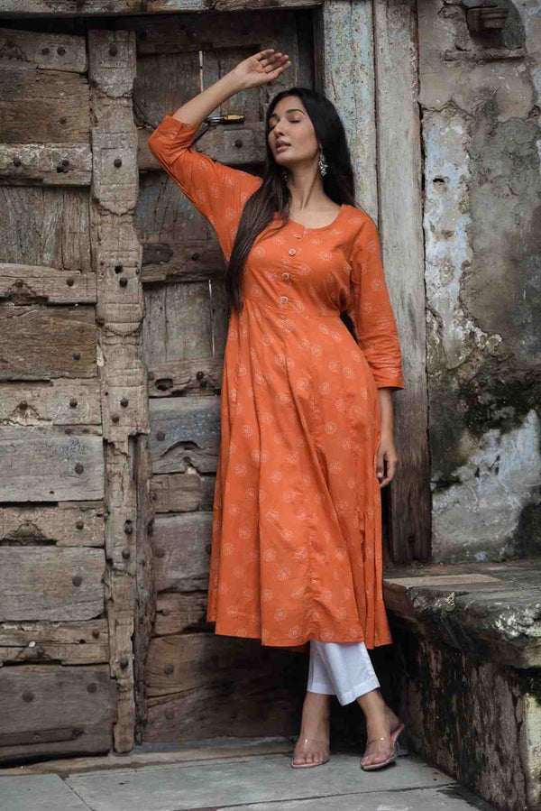 Stunning Anarkali Dress(Rust)