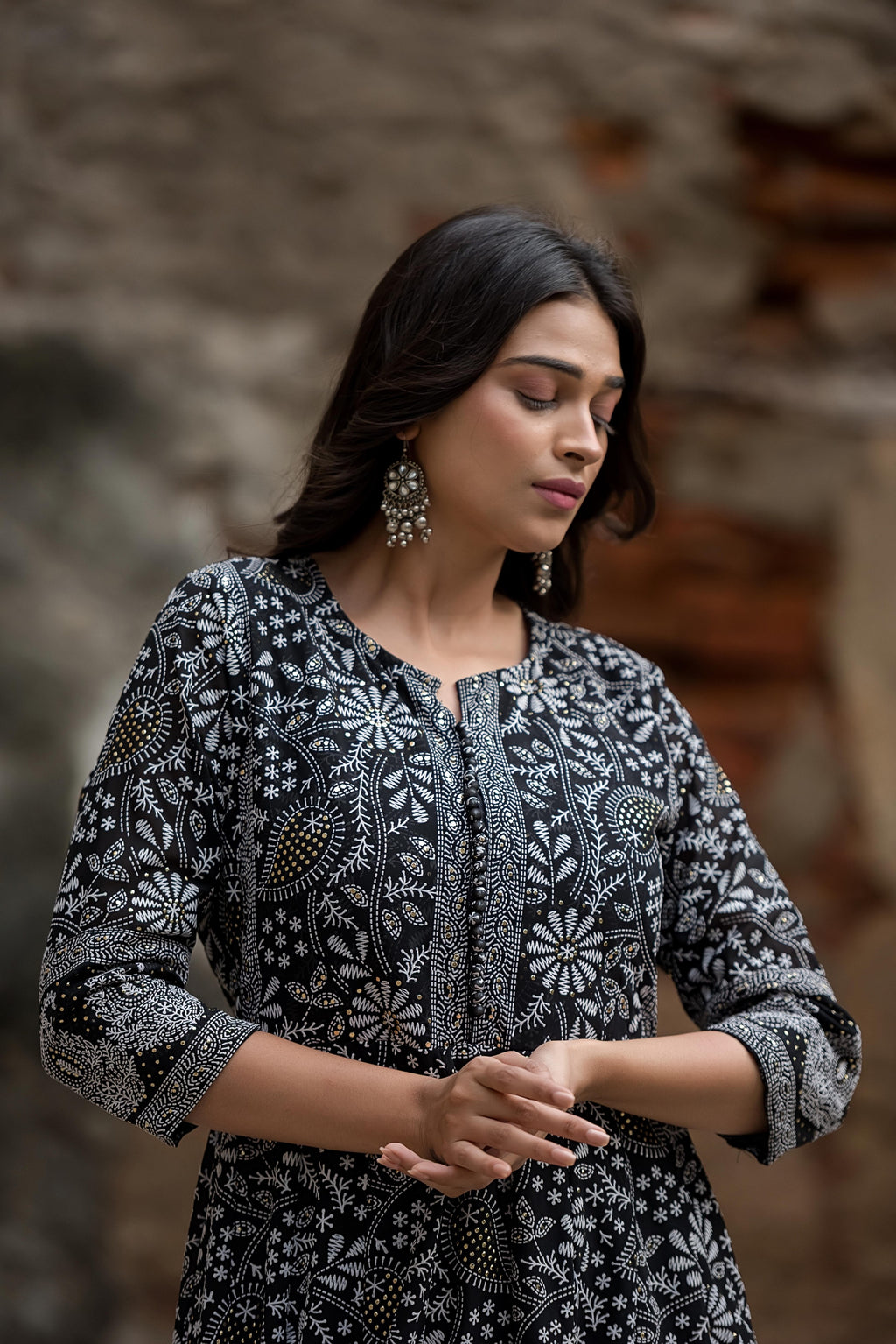 Elegant Black ethnic outfit