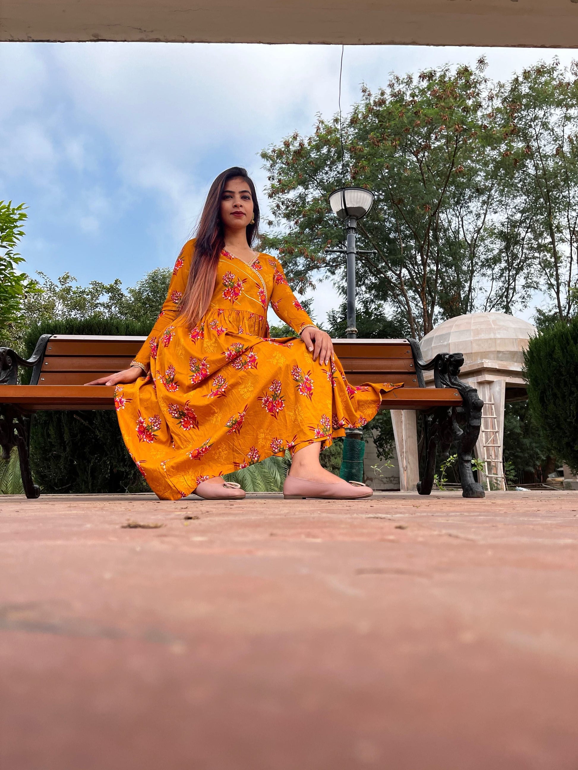 Vedic Ethnic Motifs Mustard Straight kurta pant - Vedic Apparel Private Limited