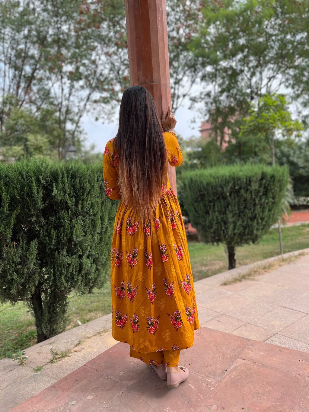 Vedic Ethnic Motifs Mustard Straight kurta pant - Vedic Apparel Private Limited