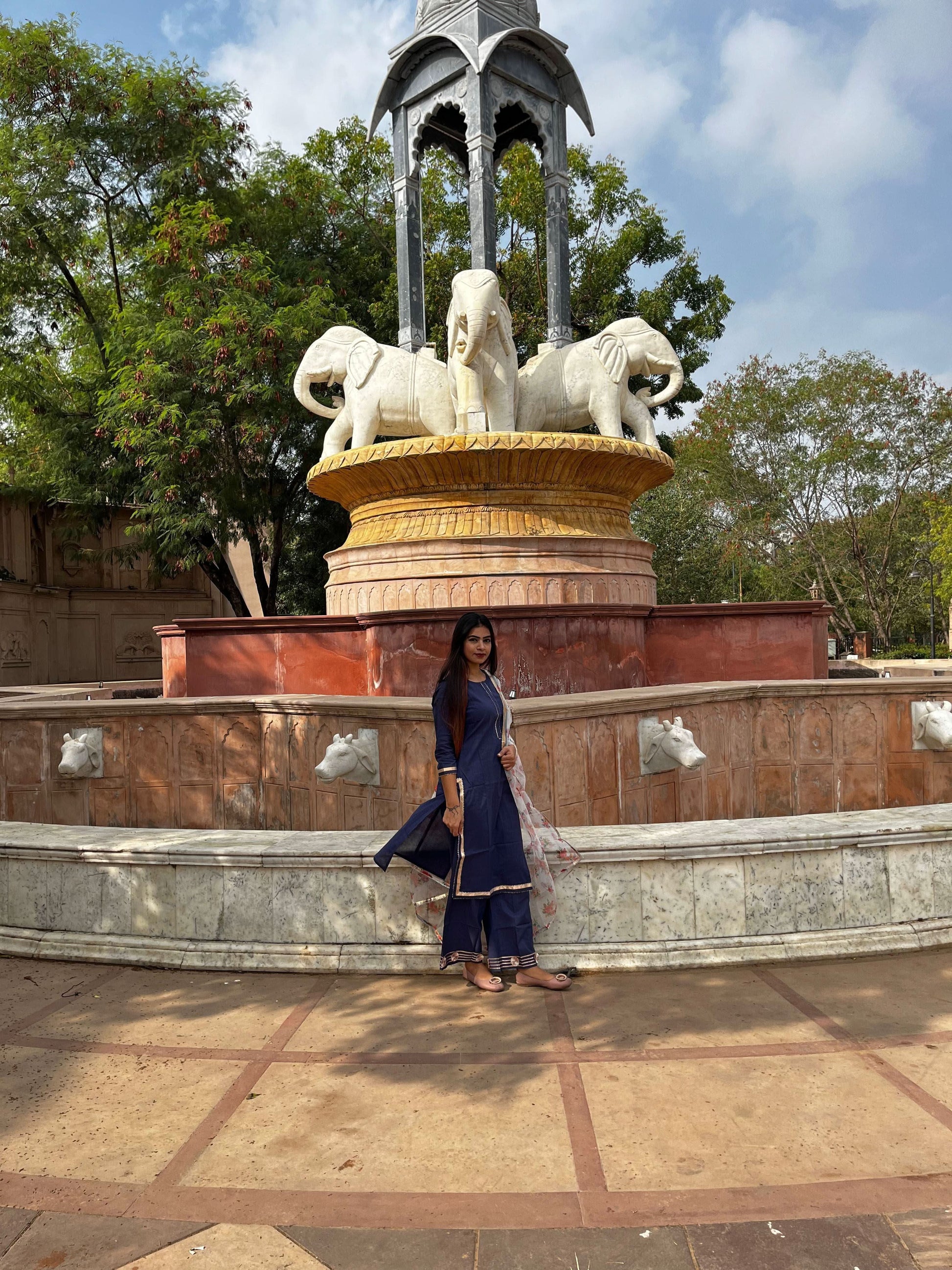 Vedic Ethnic Motifs Blue Straight kurta plazzo with Dupatta - Vedic Apparel Private Limited