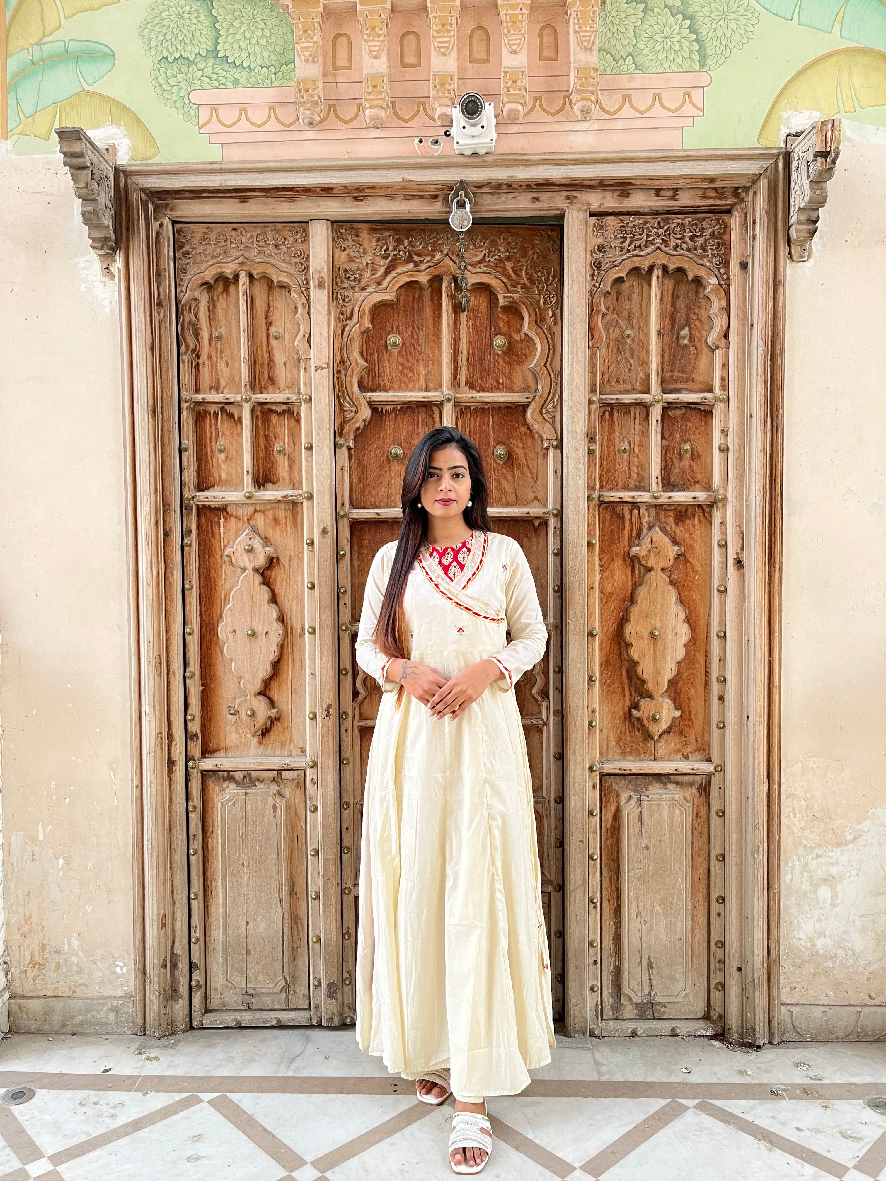 Vedic Red and Offwhite Anarkali dress