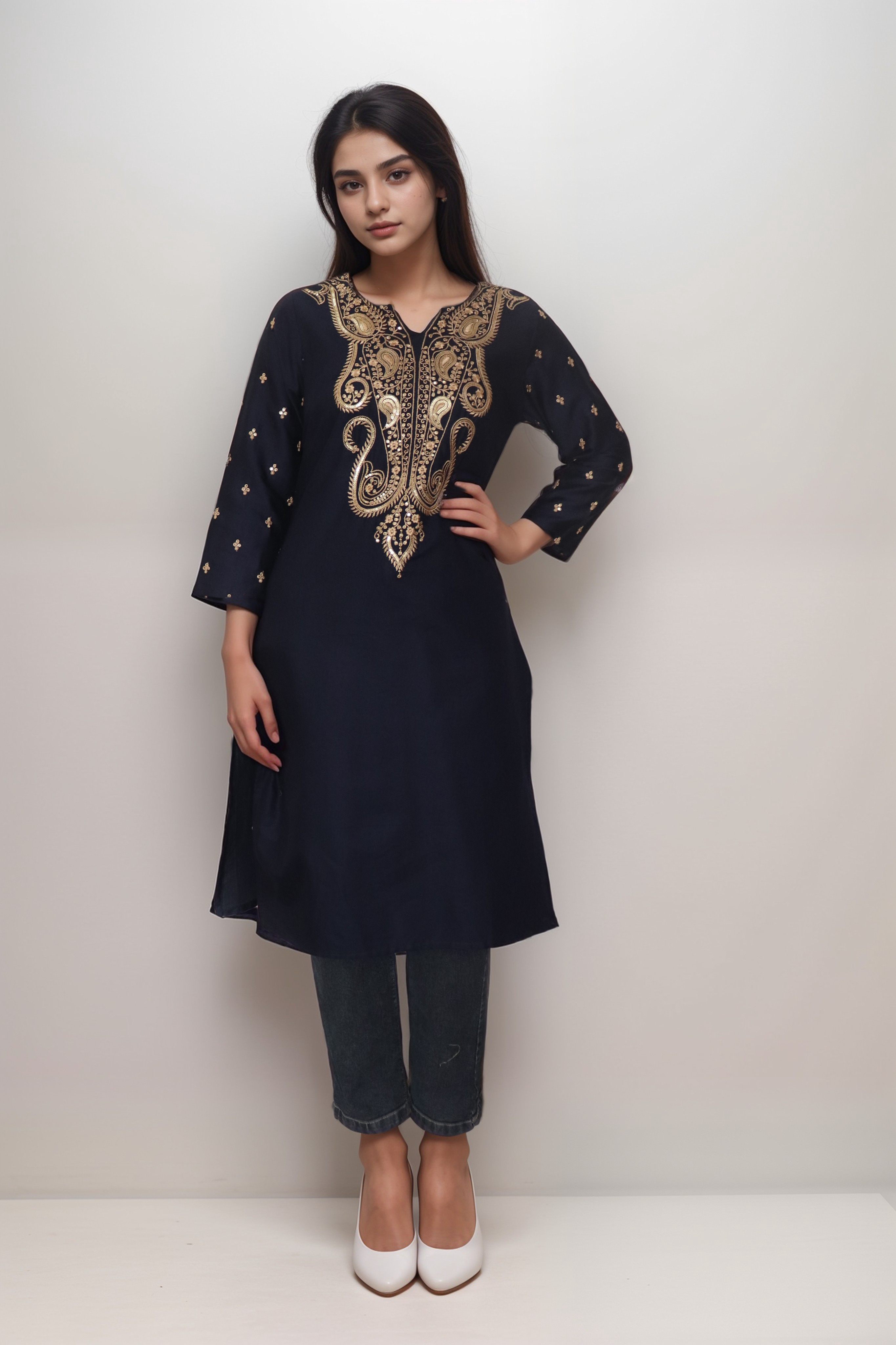 Vedic Apparel embroidered straight kurta