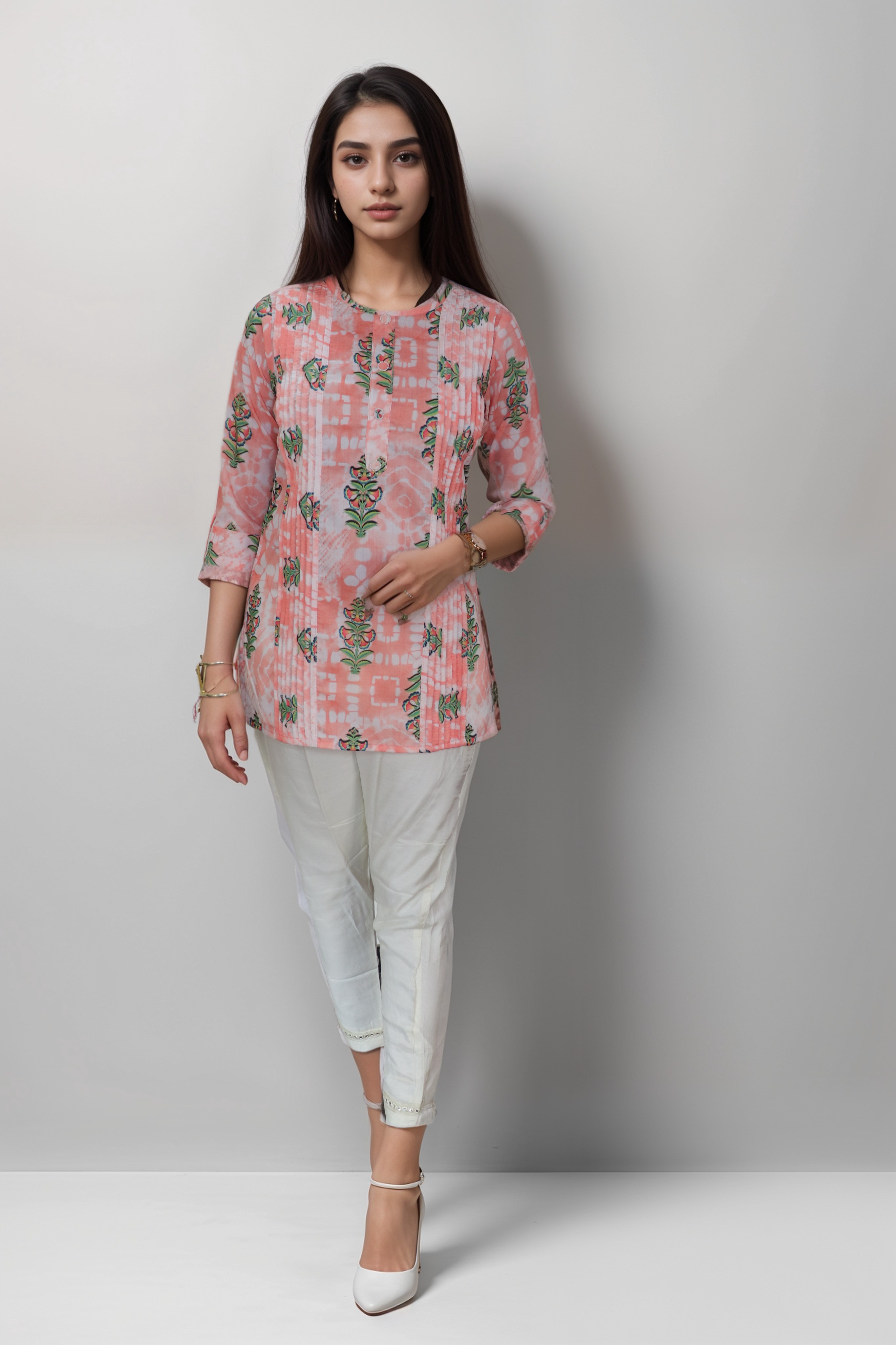 Vedic Apparel Samaira Silk Printed Short Kurta