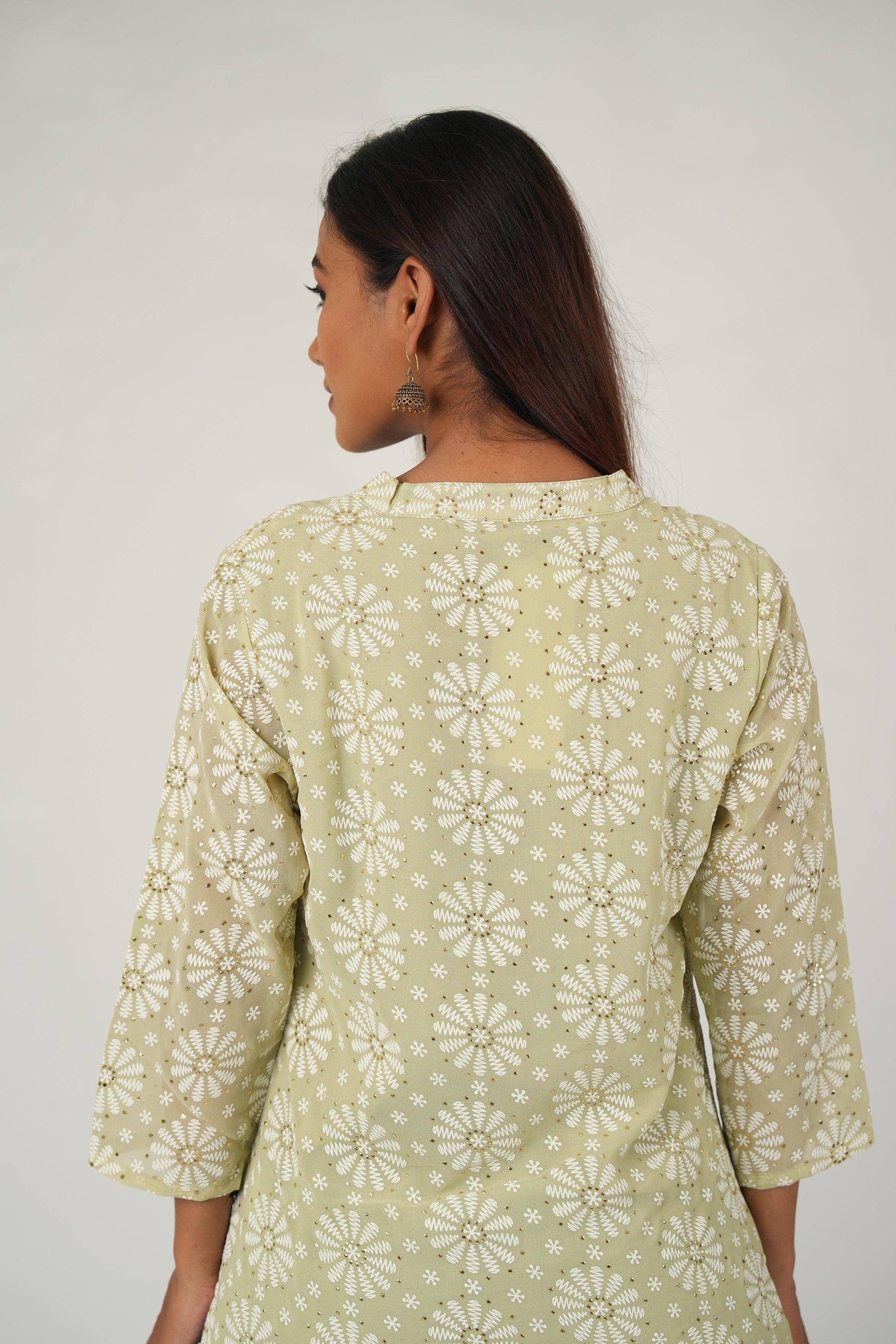 Vedic ethnic short kurta (Green) - Vedic Apparel Private Limited