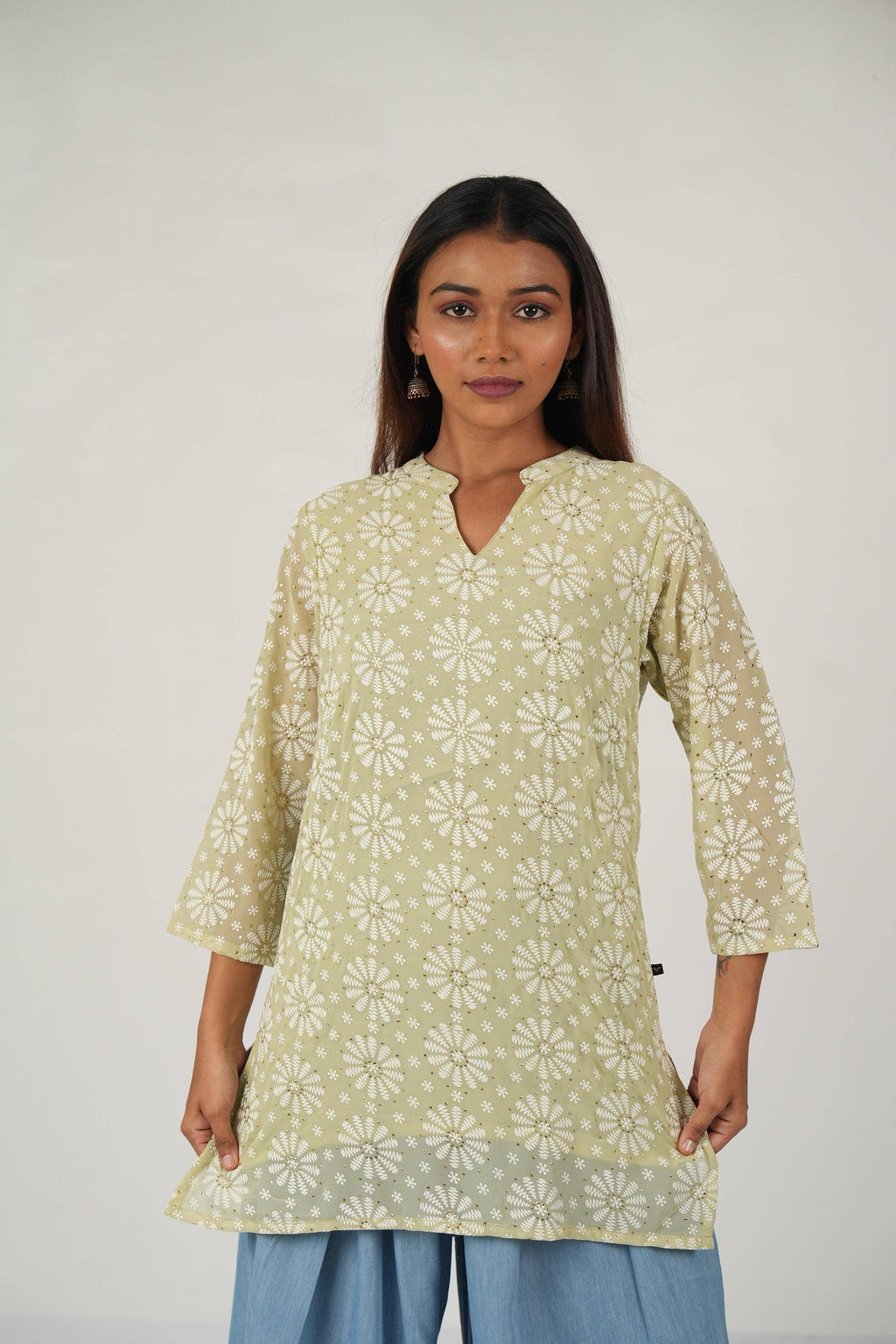 Vedic ethnic short kurta (Green) - Vedic Apparel Private Limited