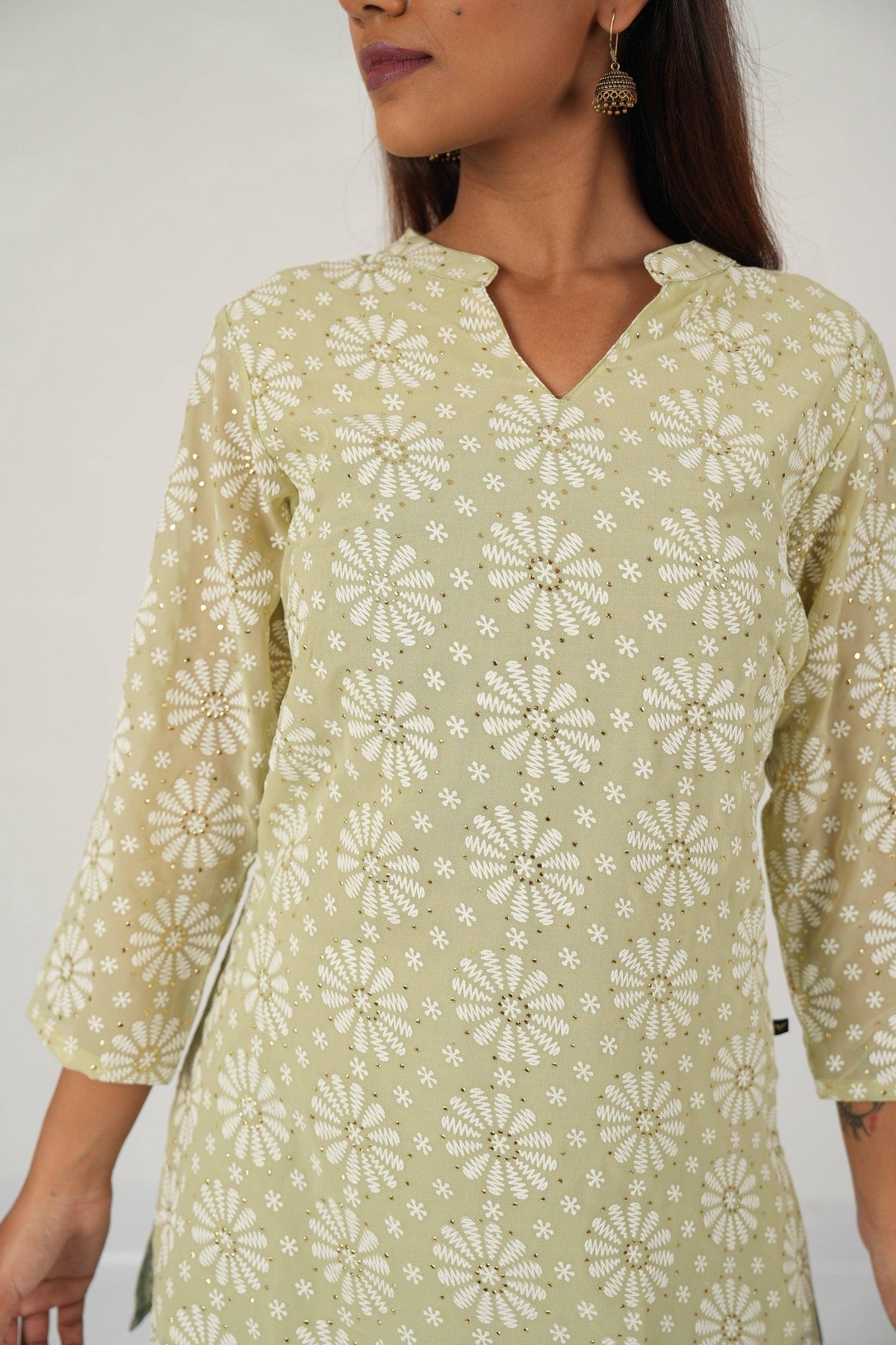 Vedic ethnic short kurta (Green) - Vedic Apparel Private Limited