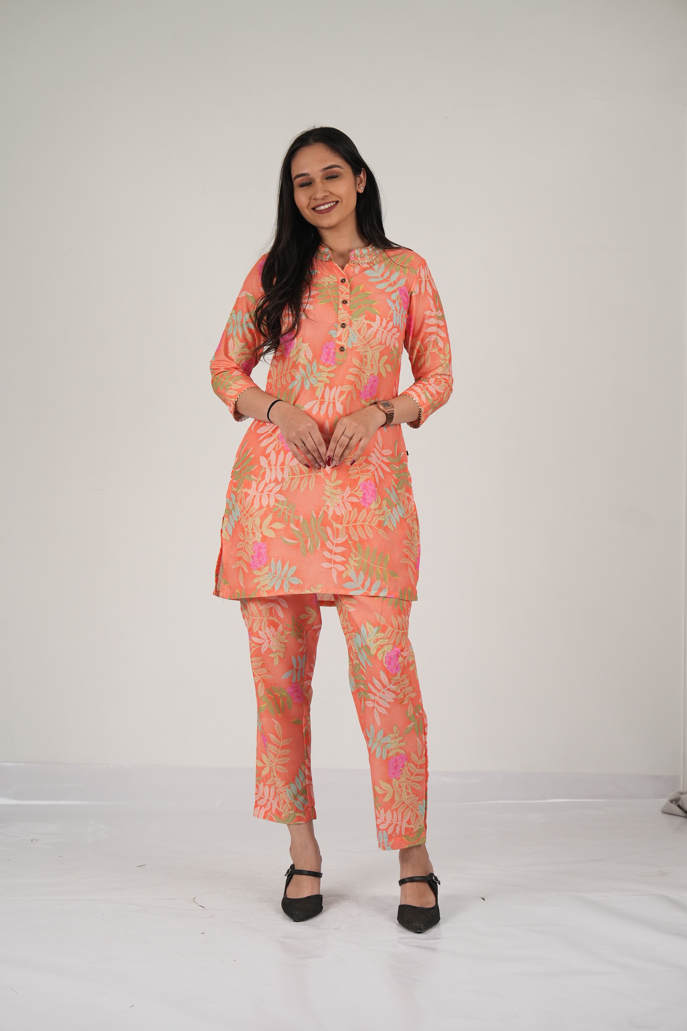 Vedic Apparel Samaira Silk (orange) 2-piece set.