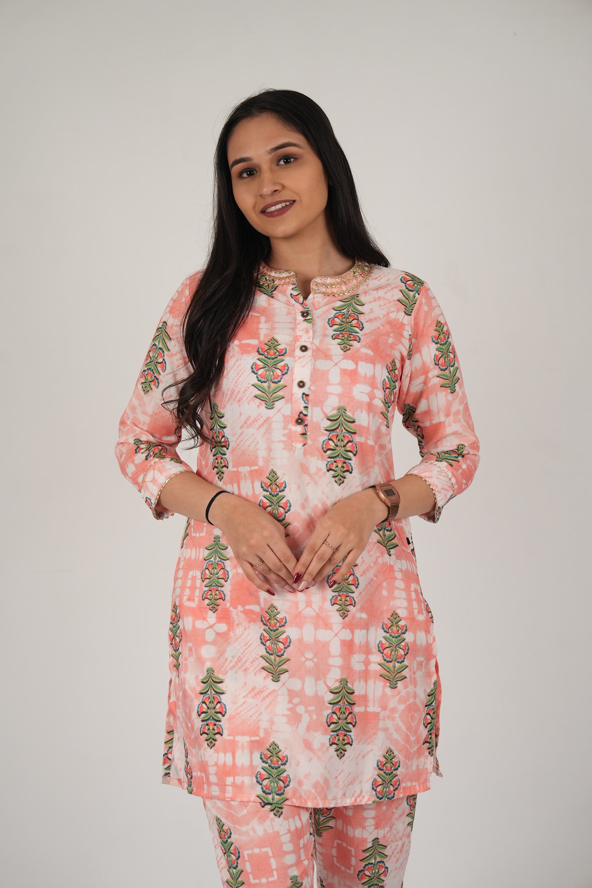 Vedic Apparel Samaira Silk 2-piece set. (Peach).