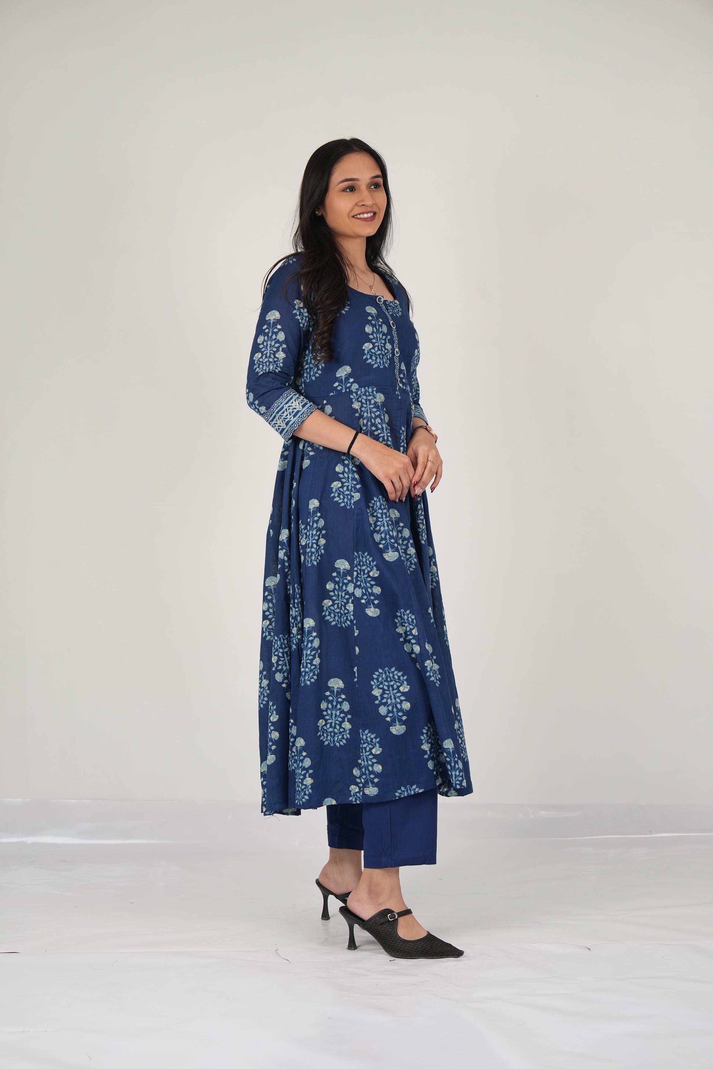 Vedic Apparel Blue Anarkali dupatta set