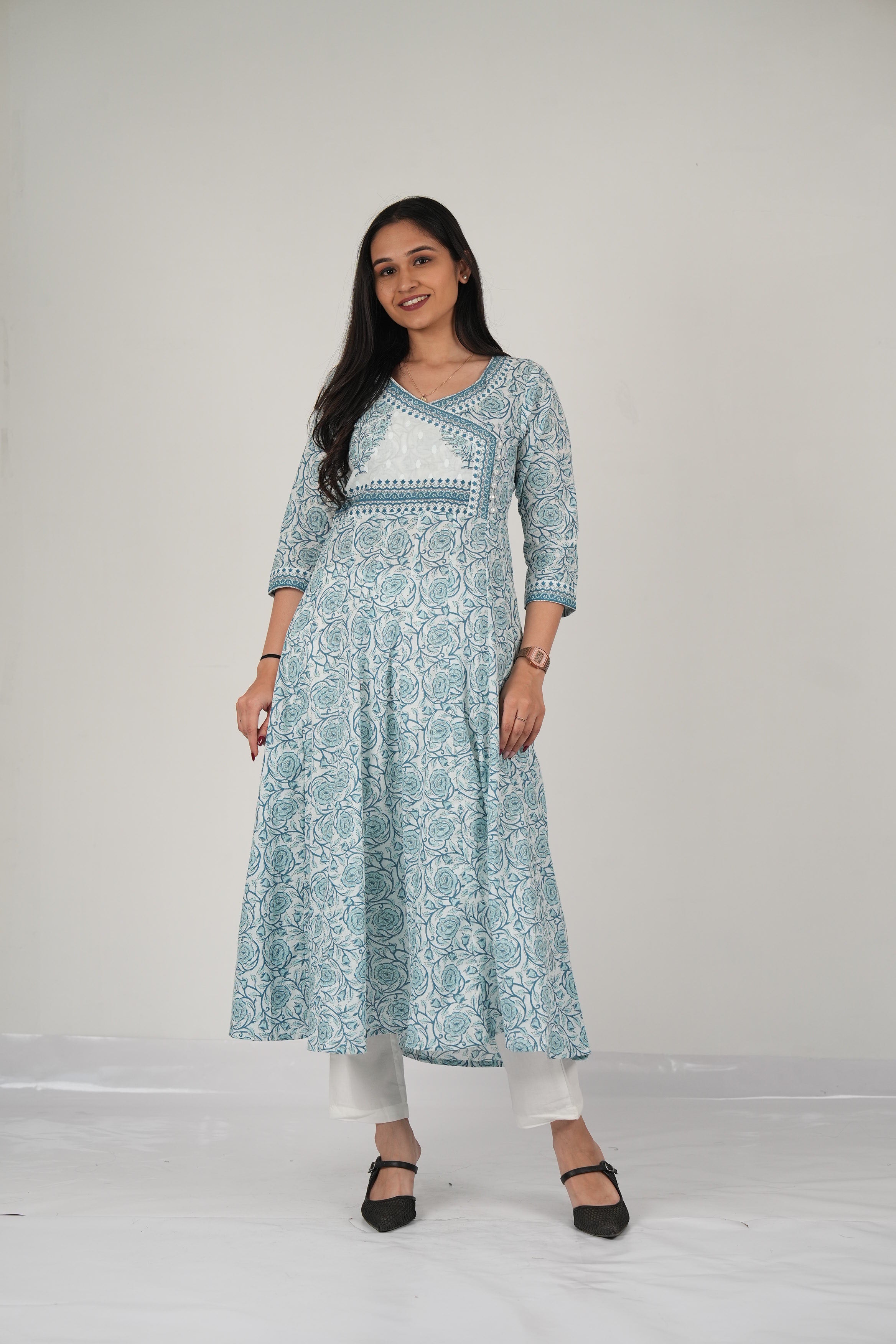 Vedic Apparel Blue Anarkali dupatta set