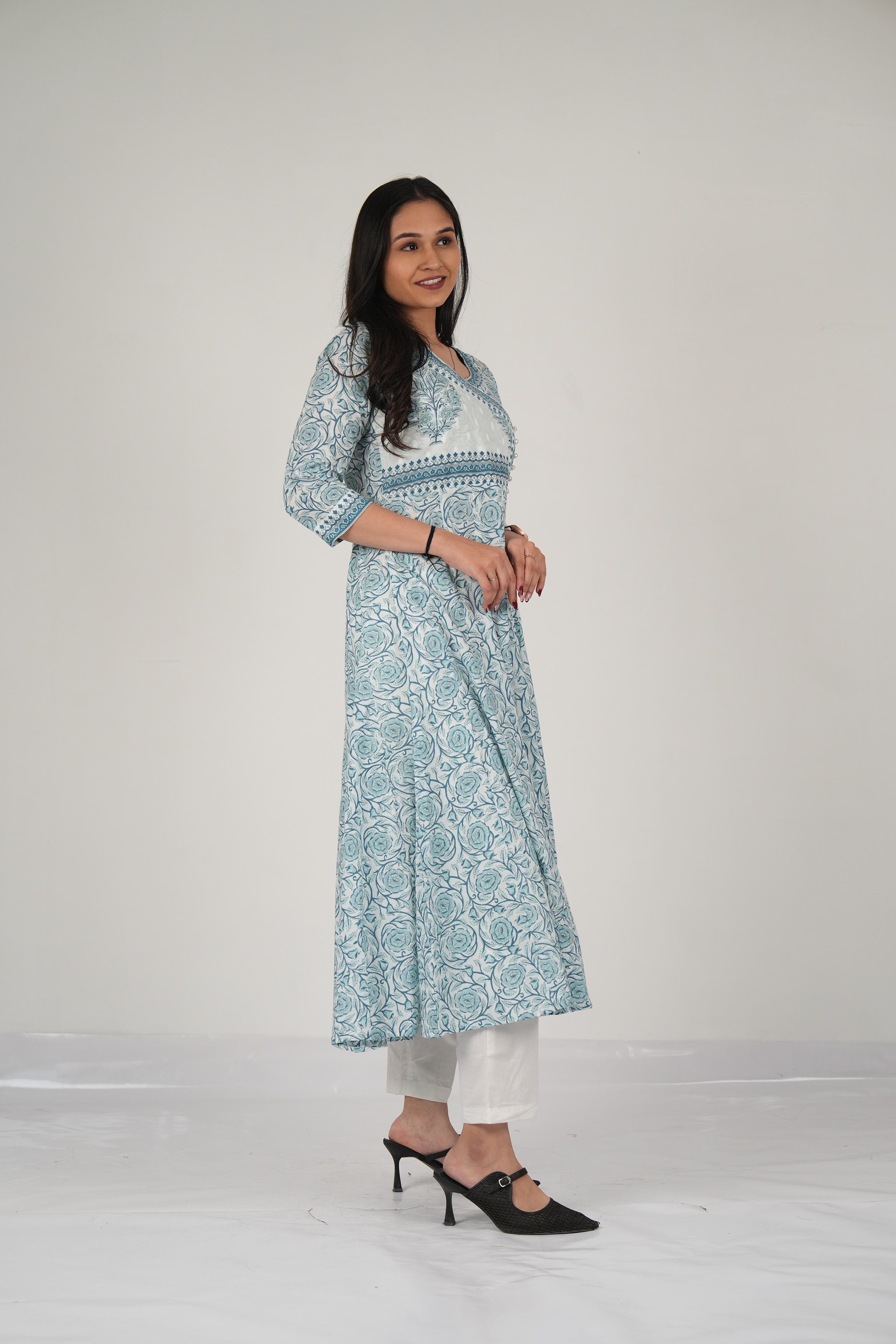 Vedic Apparel Blue Anarkali dupatta set