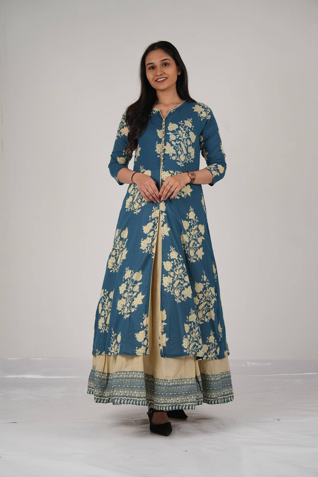 Vedic apparel elegant cotton gown (Sky Blue ).