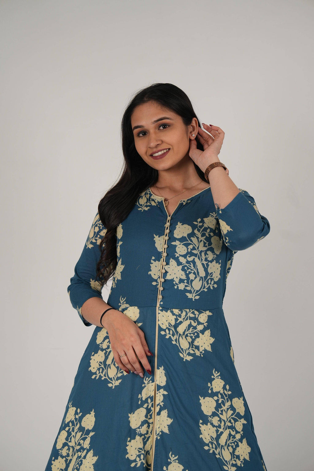 Vedic apparel elegant cotton gown (Sky Blue ).