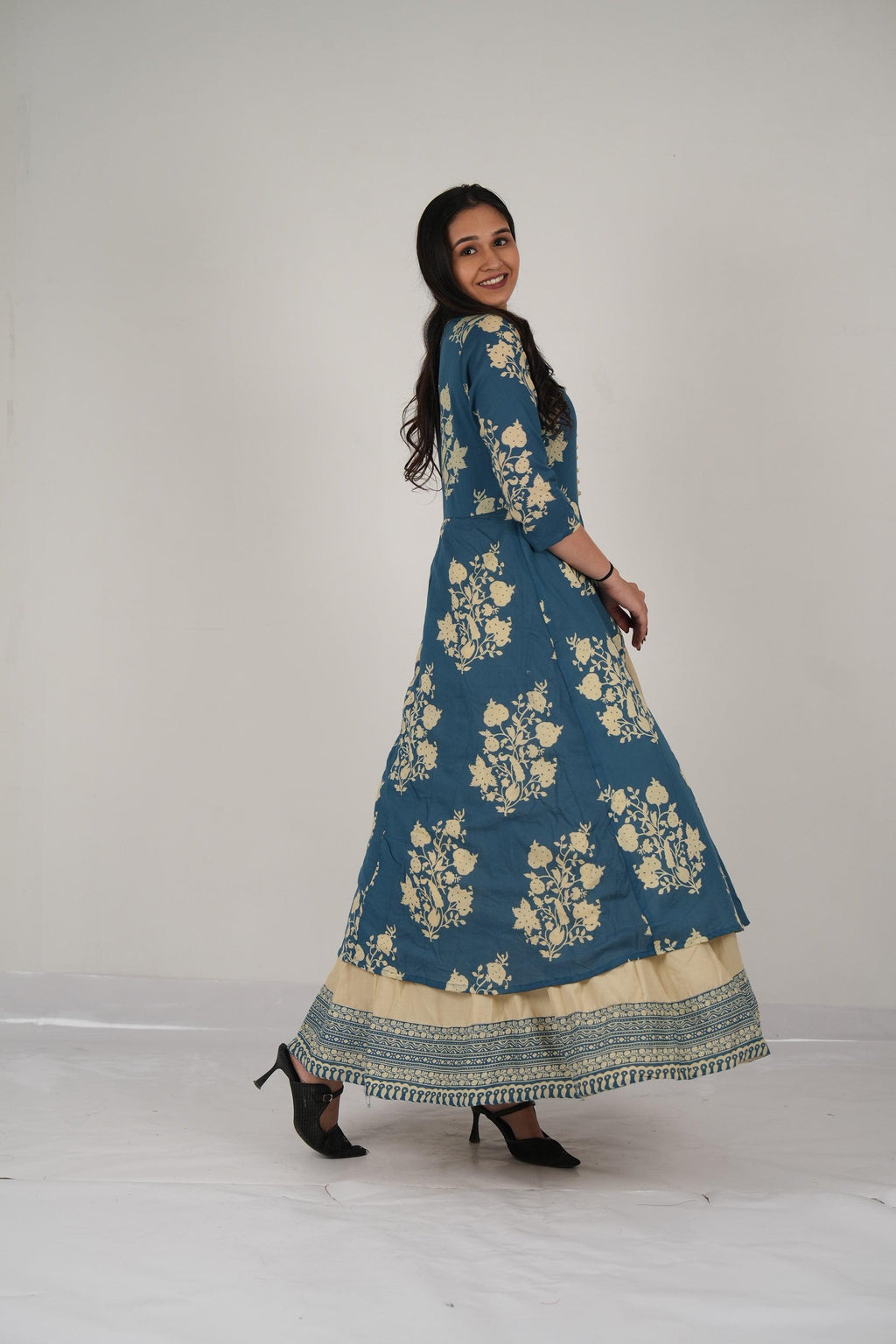 Vedic apparel elegant cotton gown (Sky Blue ).