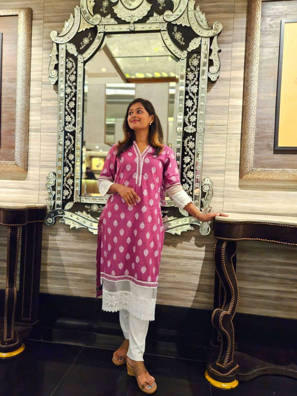 Vedic Magenta Printed Straight Kurta - Vedic Apparel Private Limited