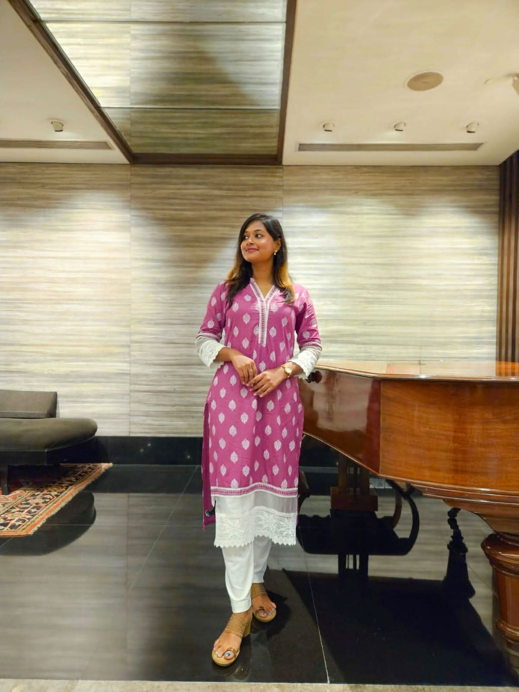 Vedic Magenta Printed Straight Kurta - Vedic Apparel Private Limited