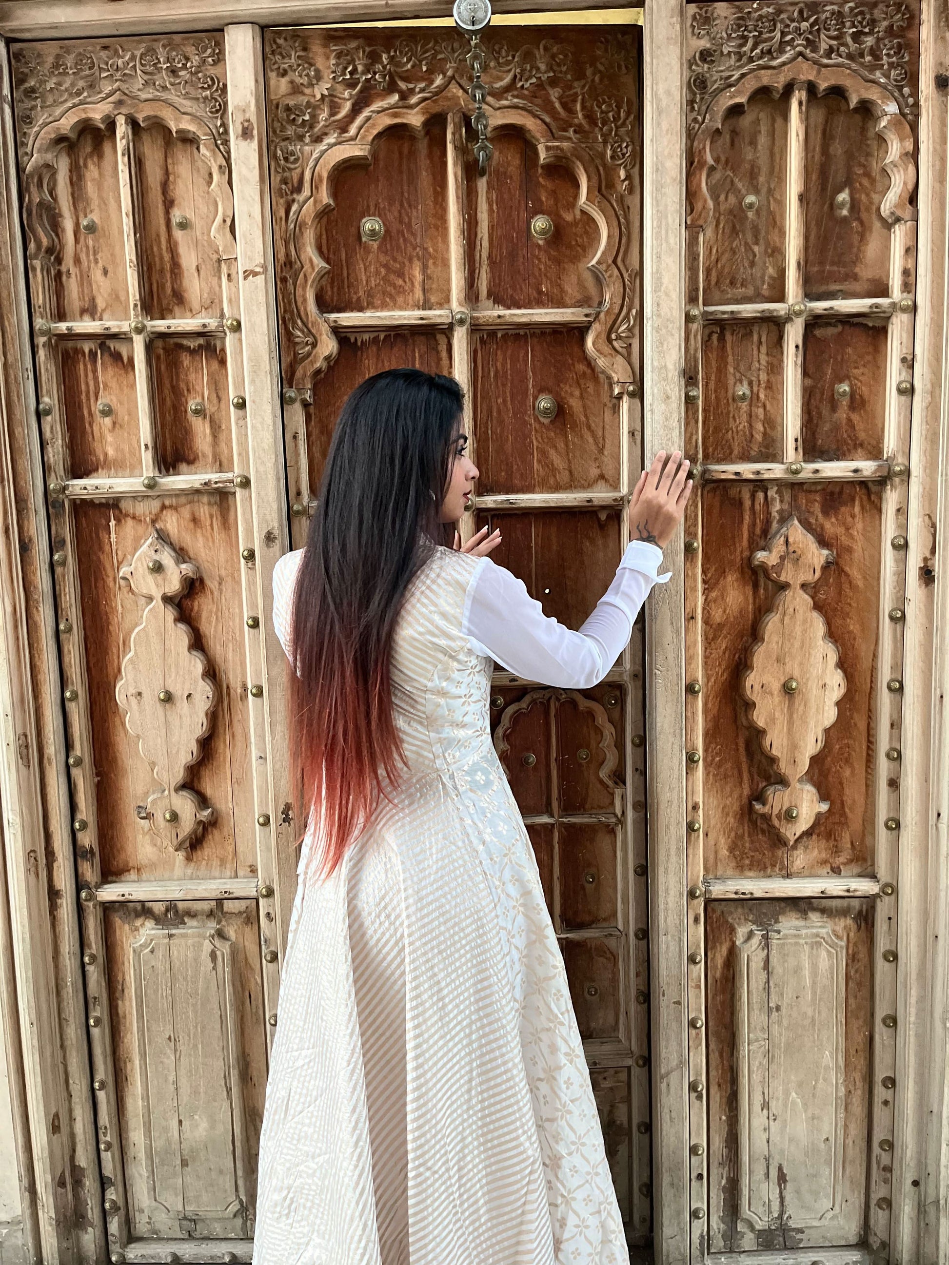 VEDIC WOMEN LONG DRESS WITH PLAZZO AND NET DUPATTA - Vedic Apparel Private Limited