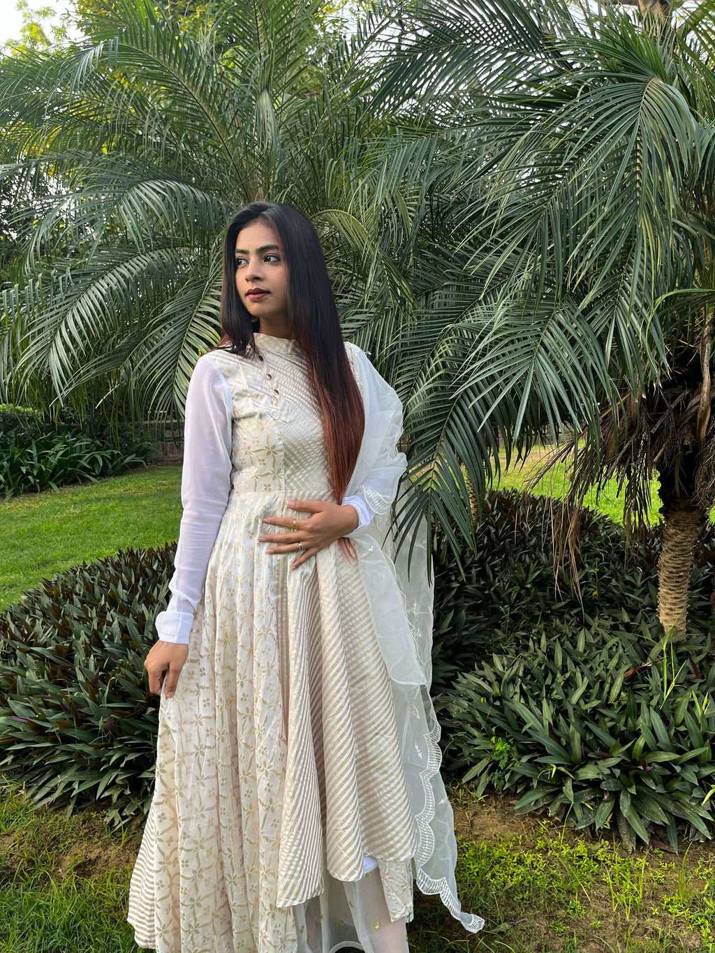 VEDIC WOMEN LONG DRESS WITH PLAZZO AND NET DUPATTA - Vedic Apparel Private Limited