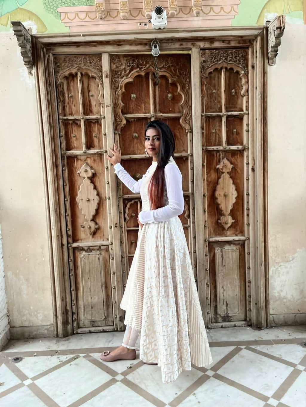 VEDIC WOMEN LONG DRESS WITH PLAZZO AND NET DUPATTA - Vedic Apparel Private Limited