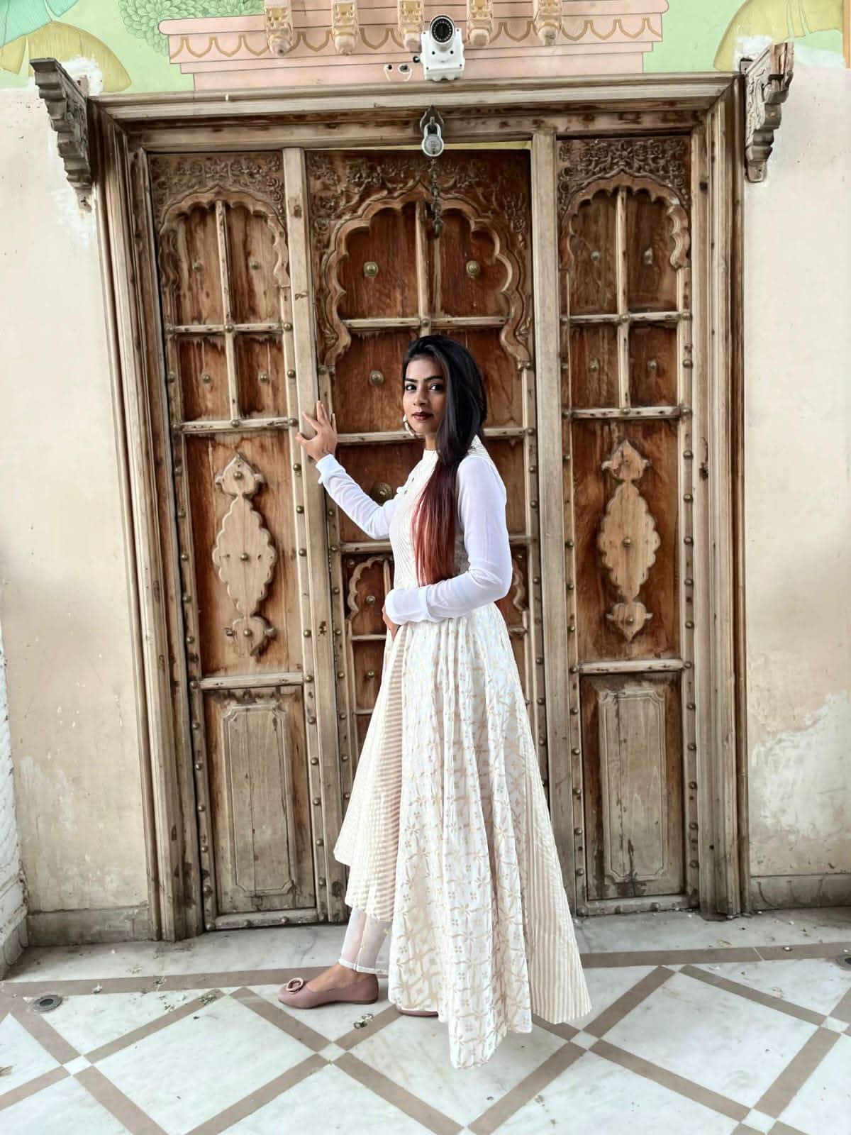 VEDIC WOMEN LONG DRESS WITH PLAZZO AND NET DUPATTA - Vedic Apparel Private Limited