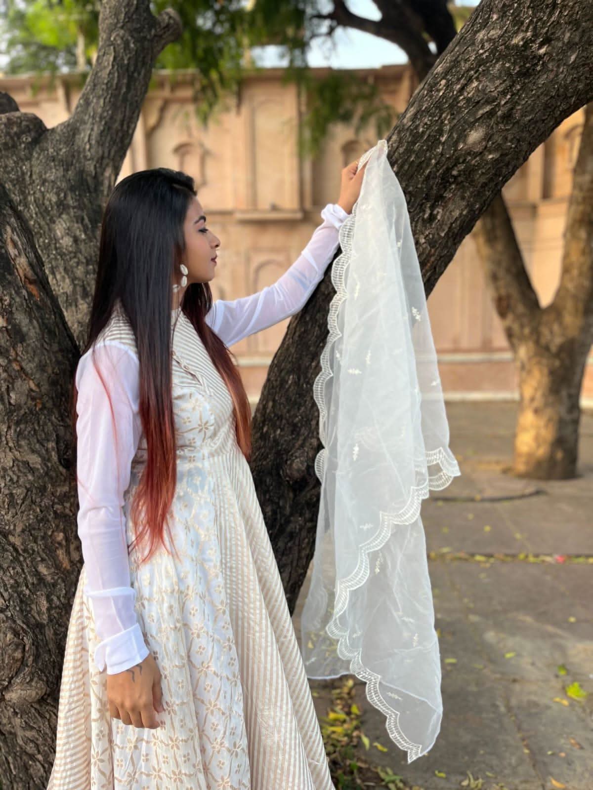 VEDIC WOMEN LONG DRESS WITH PLAZZO AND NET DUPATTA - Vedic Apparel Private Limited