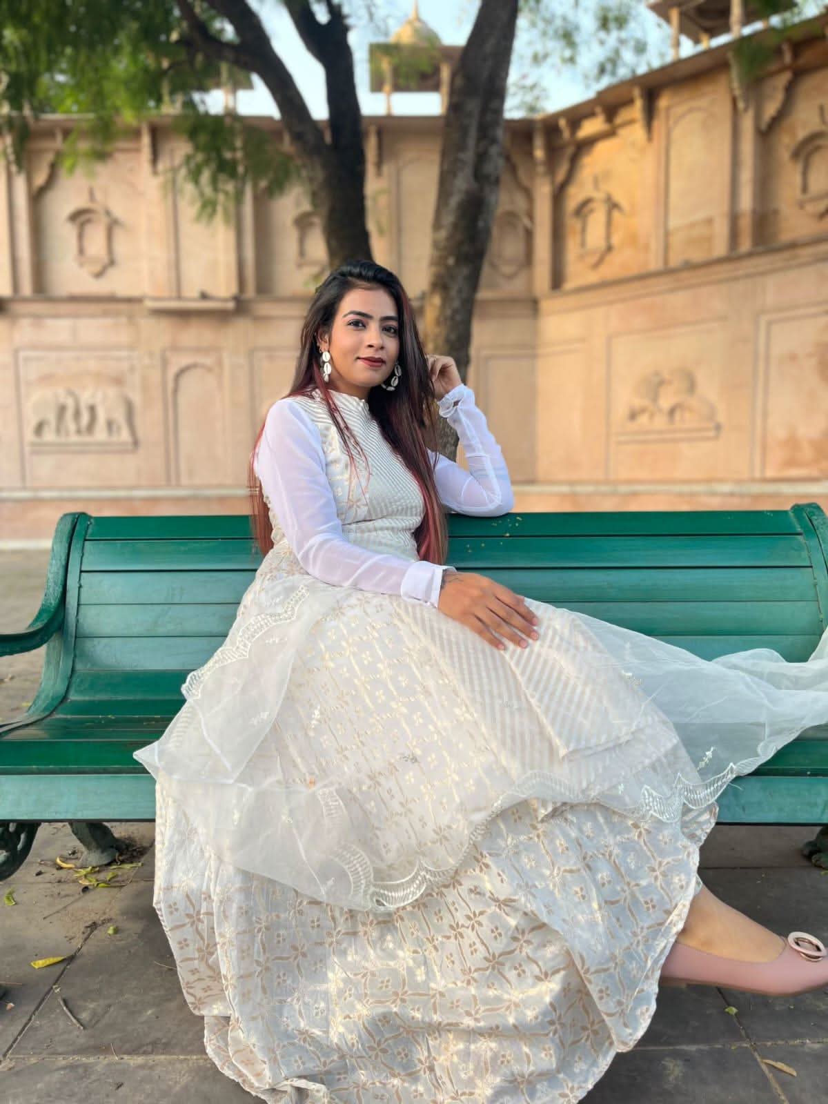 VEDIC WOMEN LONG DRESS WITH PLAZZO AND NET DUPATTA - Vedic Apparel Private Limited