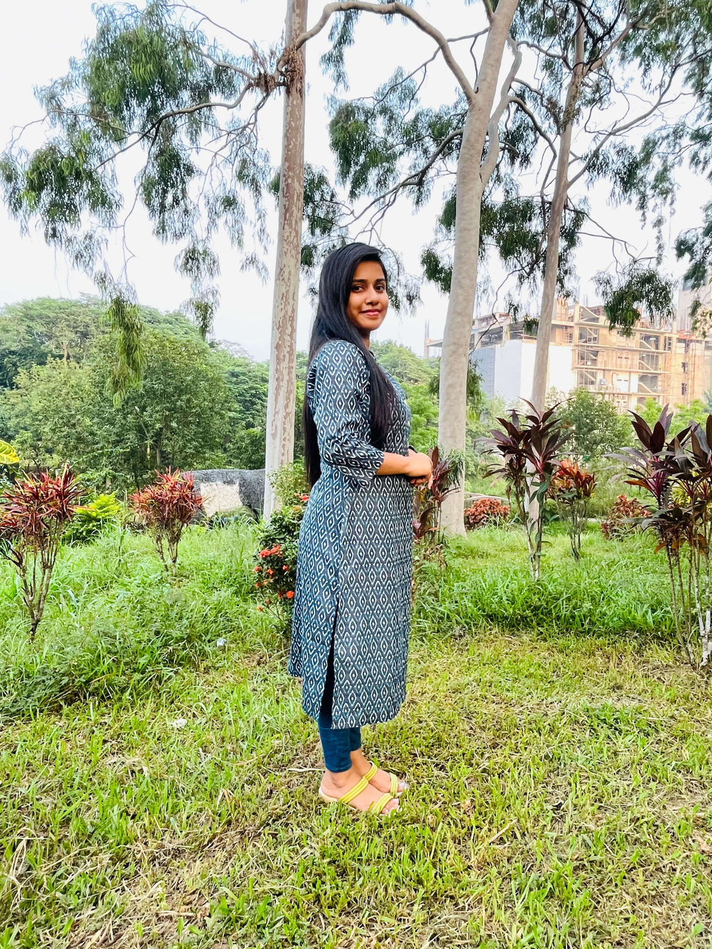 Vedic Black All over printed straight kurta - Vedic Apparel Private Limited