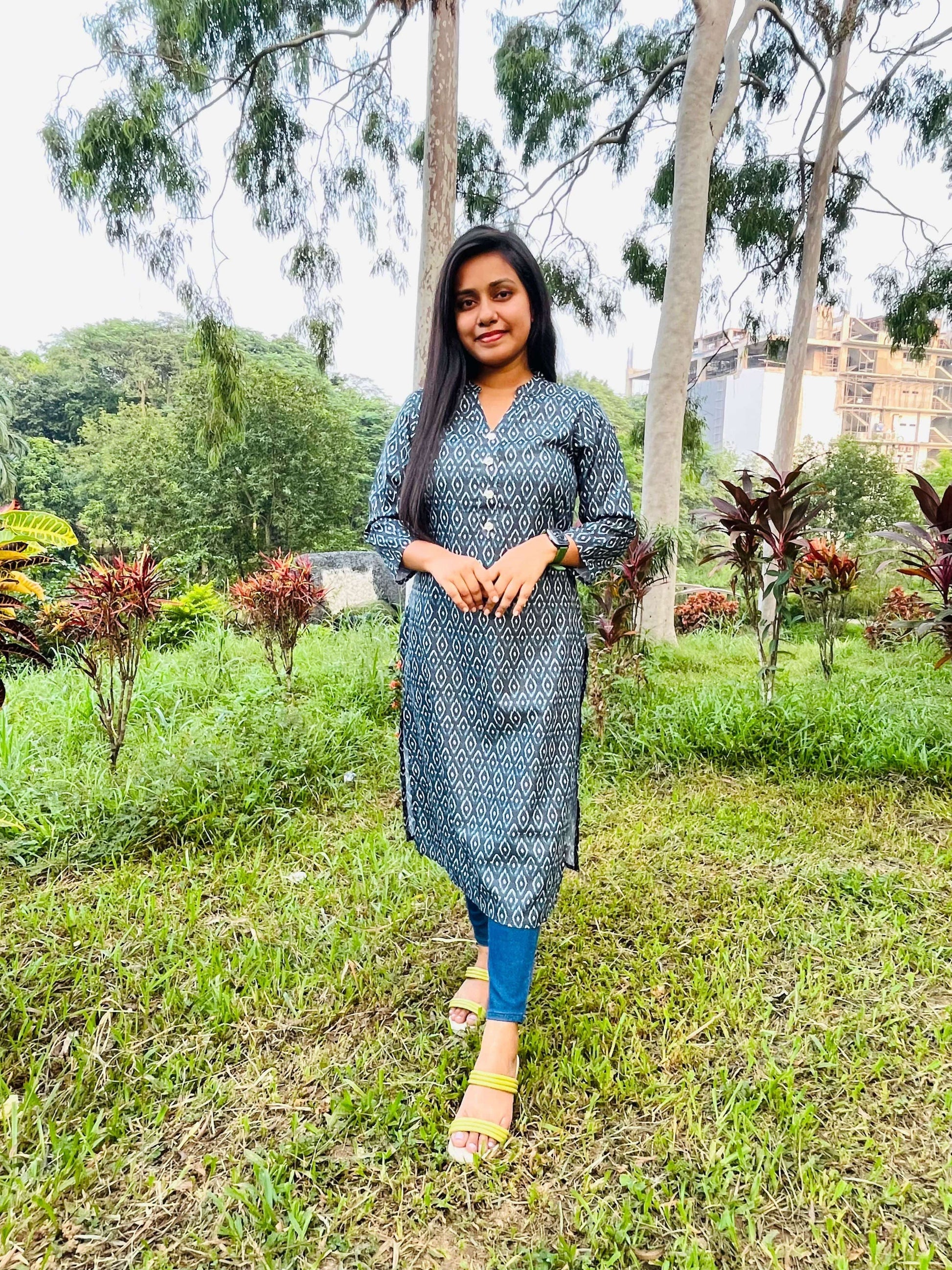 Vedic Black All over printed straight kurta - Vedic Apparel Private Limited