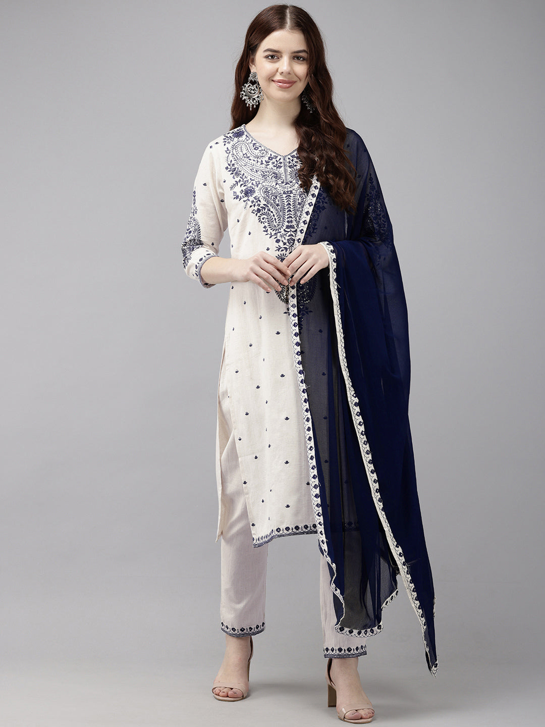 Vedic Women Embroidered A-Line Kurta Pant with dupatta